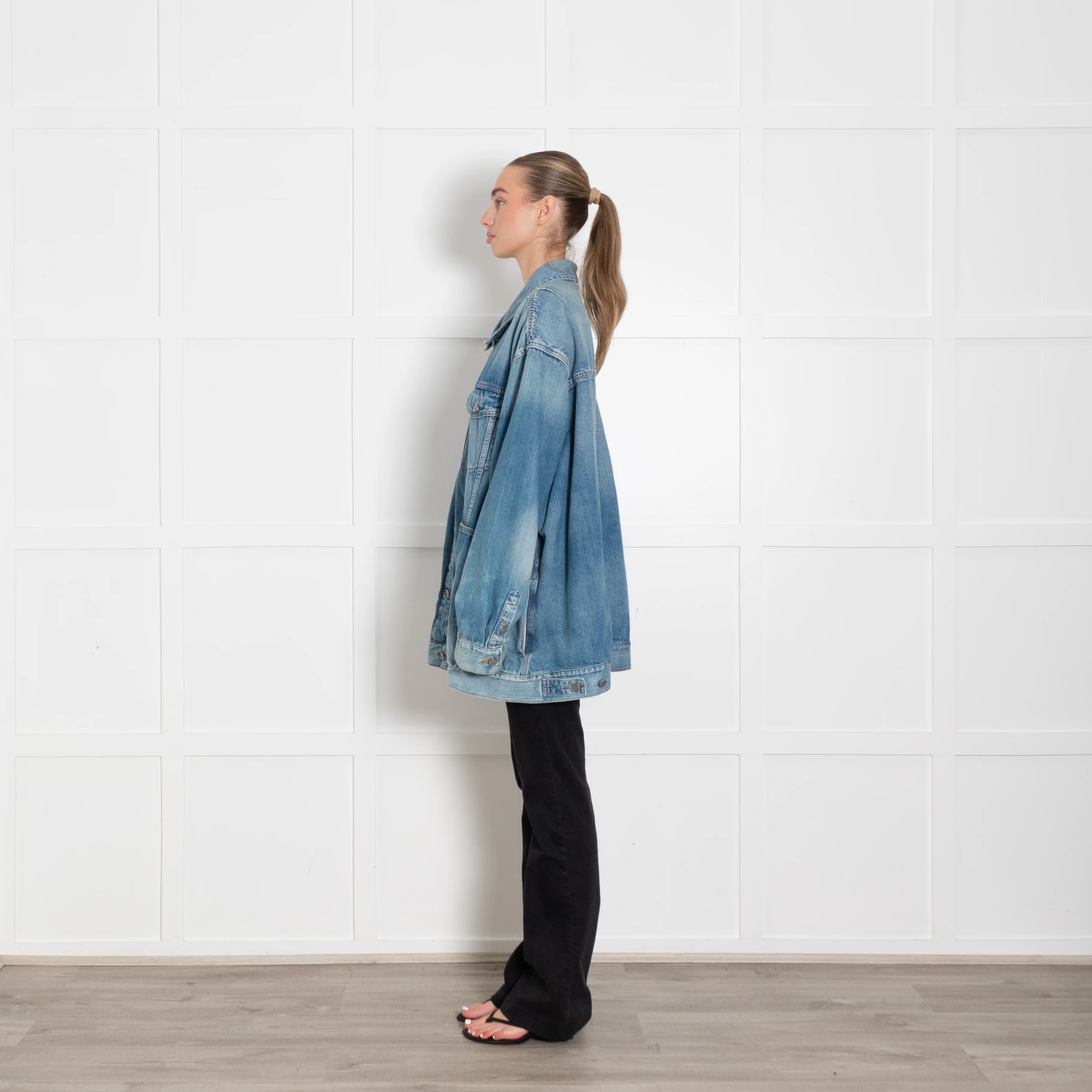 Ganni Blue Denim Oversized Jacket - Image 4