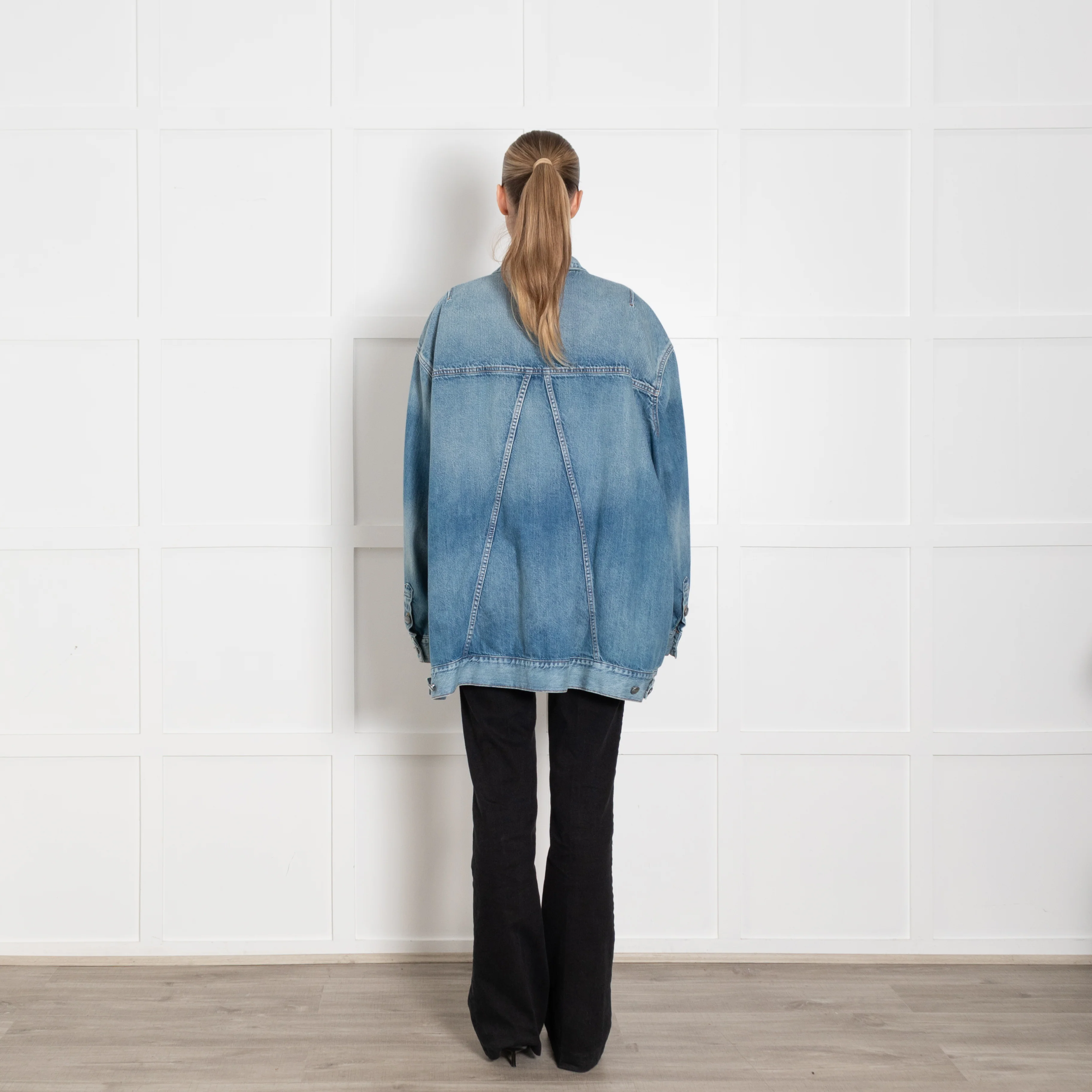 Ganni Blue Denim Oversized Jacket - Image 5