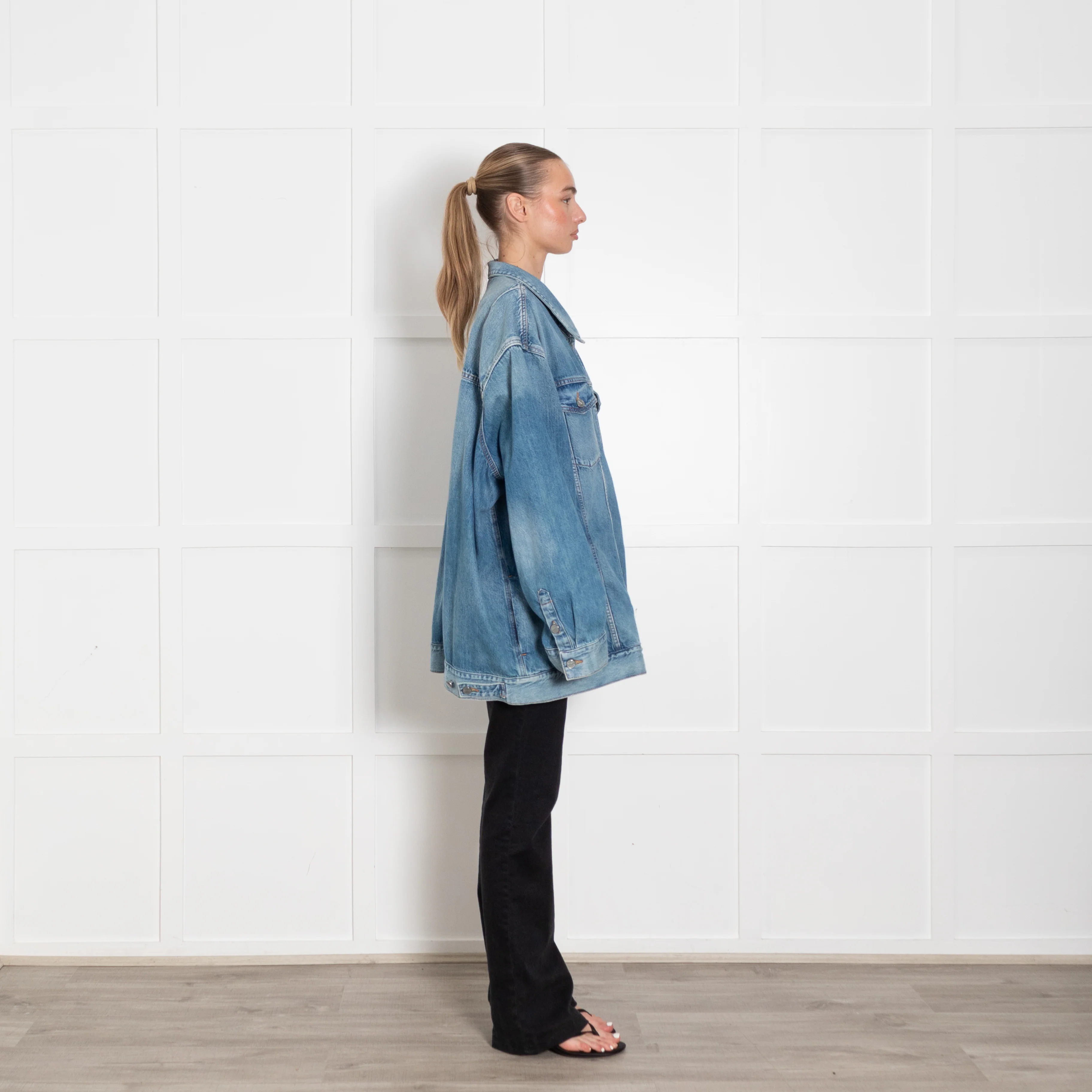 Ganni Blue Denim Oversized Jacket - Image 6