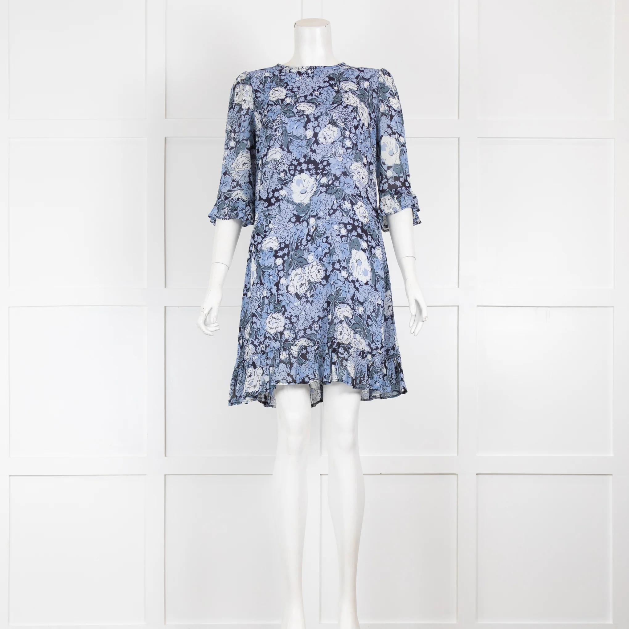 Ganni Blue Floral Mini Dress