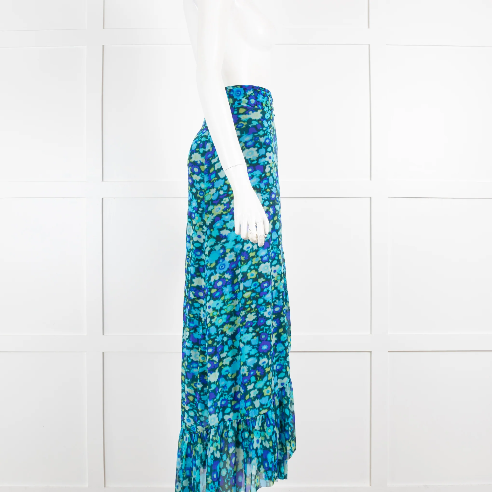 Ganni Blue Floral Wrap Skirt - Image 2