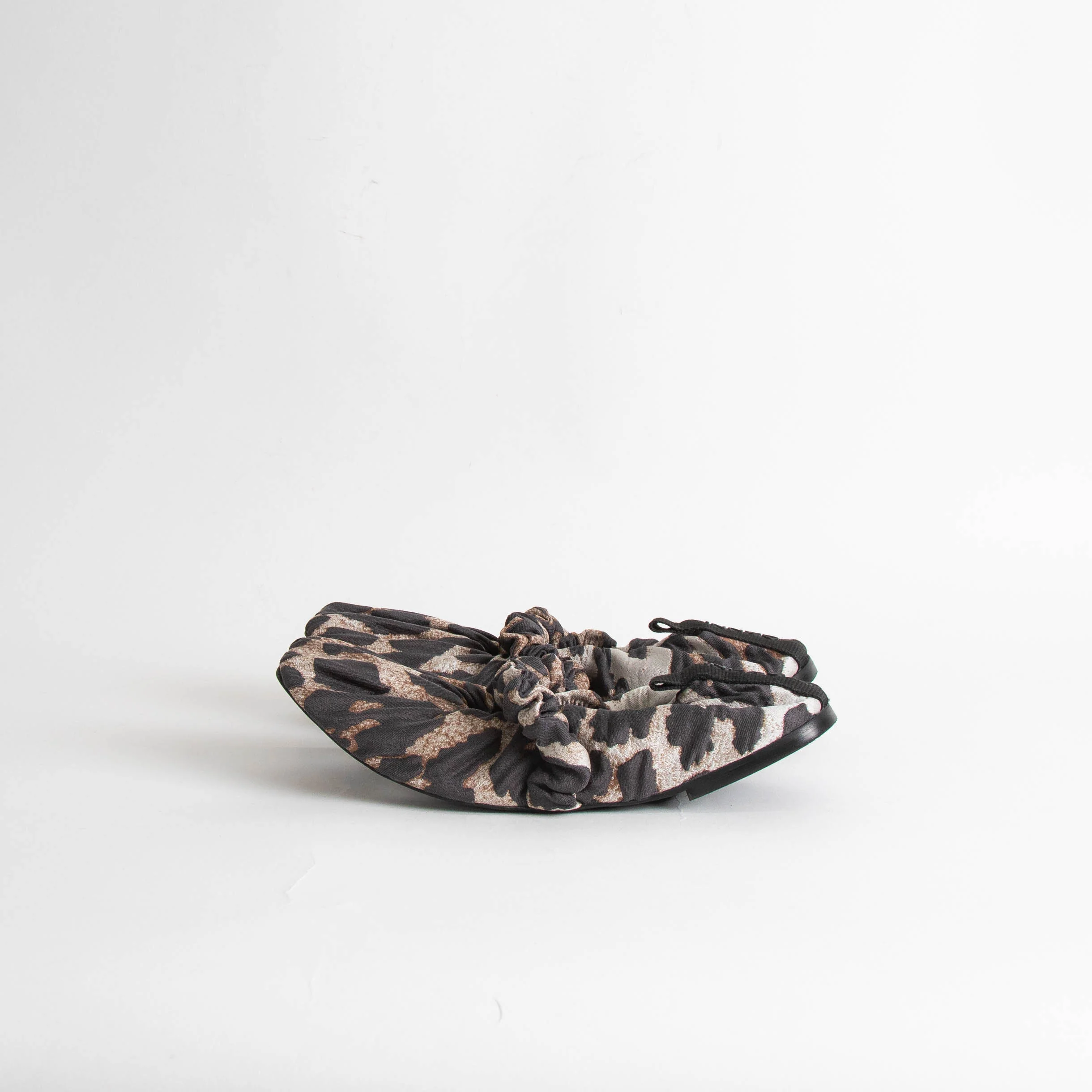 Ganni Brown Animal Fabric Print Scrunchie Pumps - Image 3