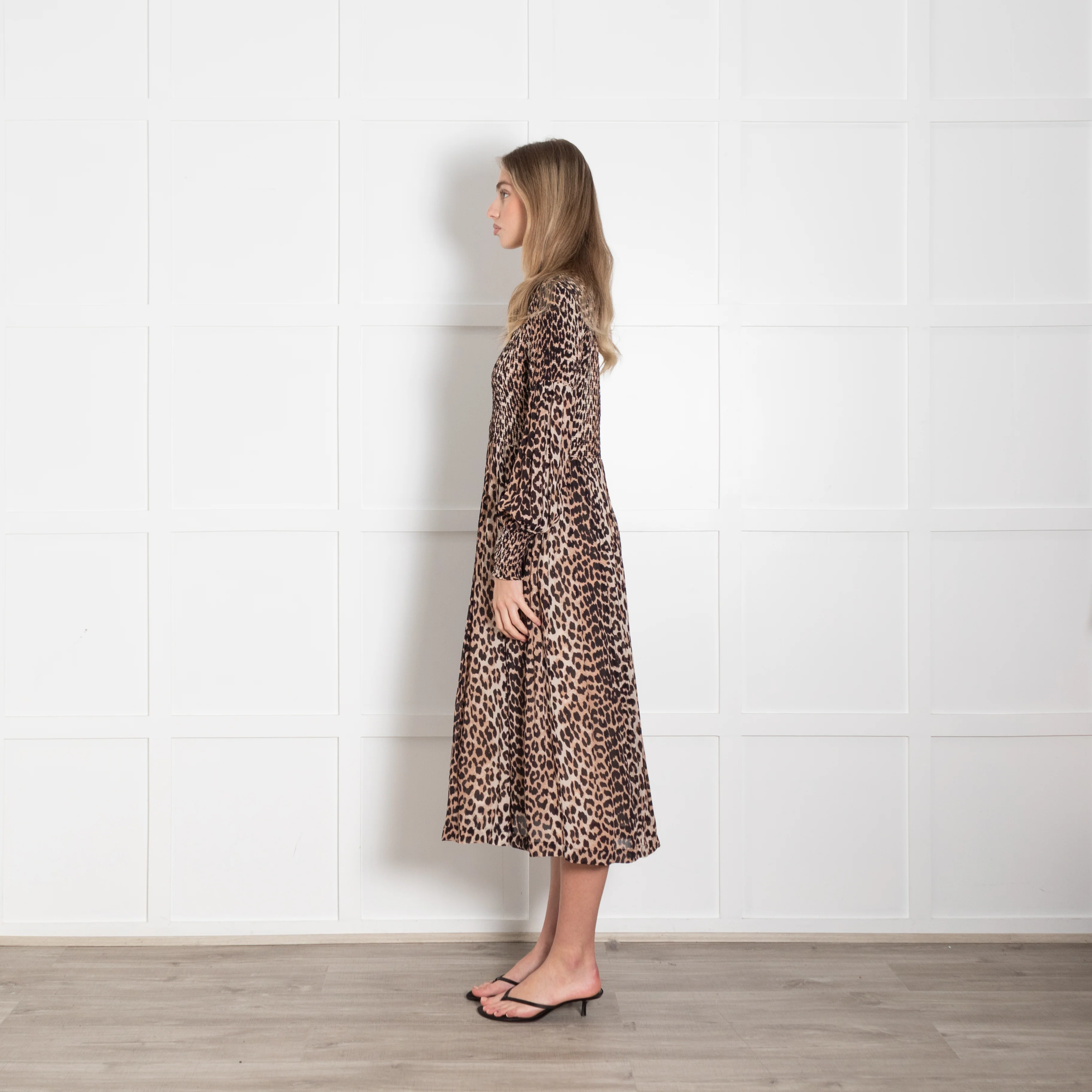 Ganni Brown Animal Print Smock Top Maxi Dress - Image 4
