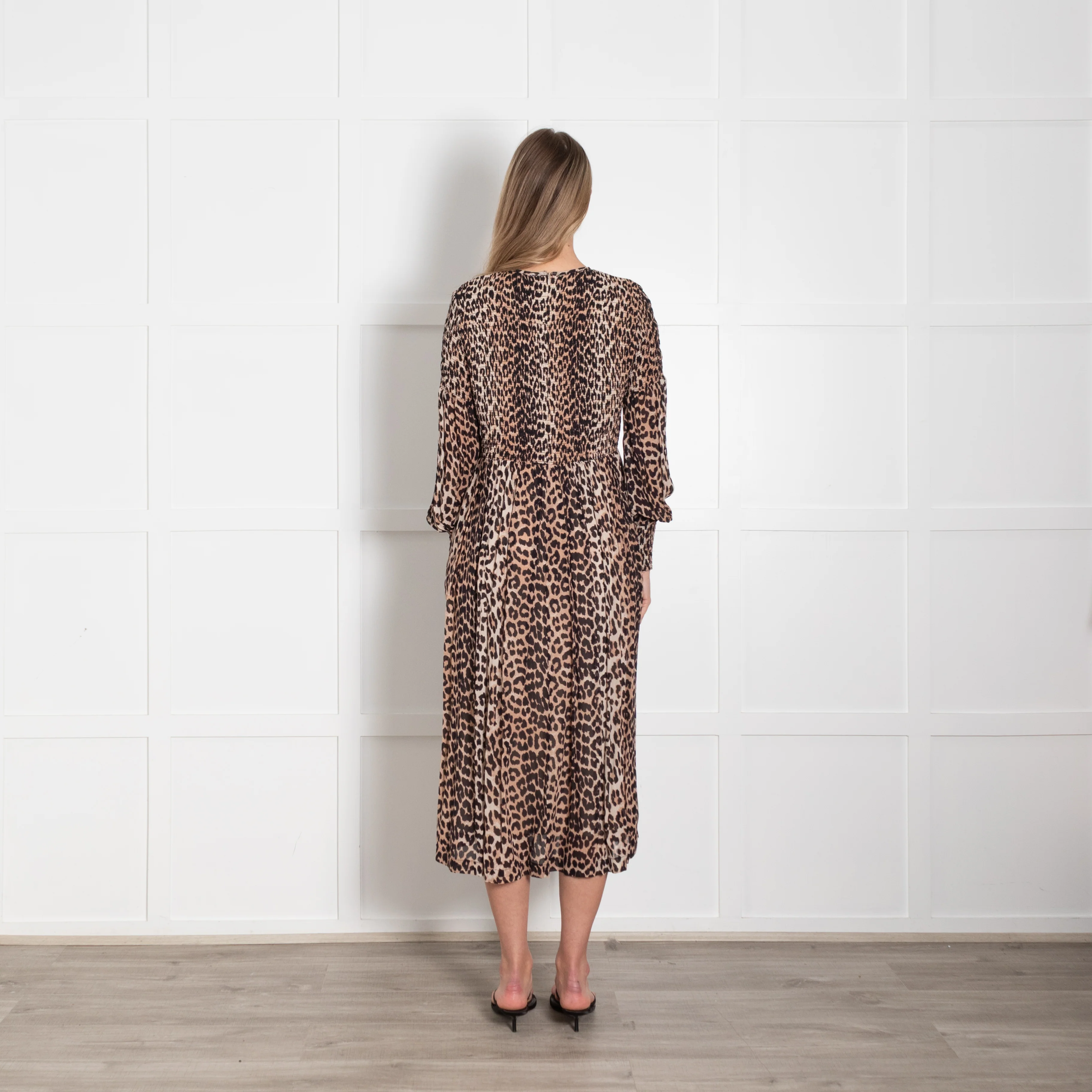 Ganni Brown Animal Print Smock Top Maxi Dress - Image 5