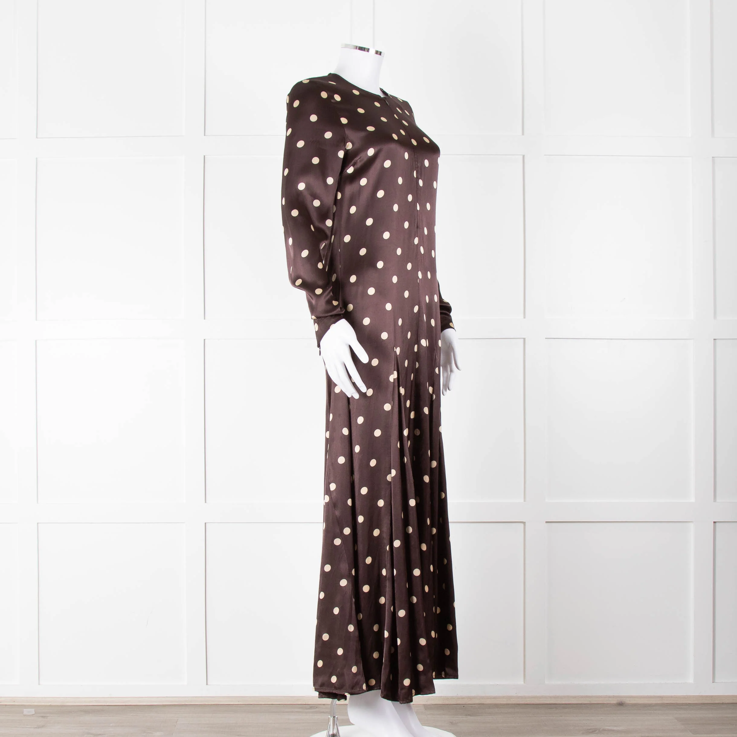 Ganni Brown Cream Polka Dot Maxi Dress - Image 2