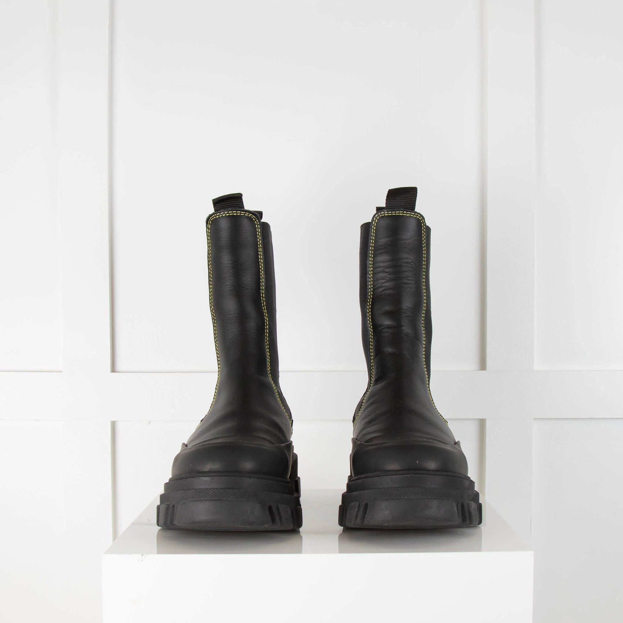 Ganni Chunky Chelsea Boot with Yellow Stitching - Image 2