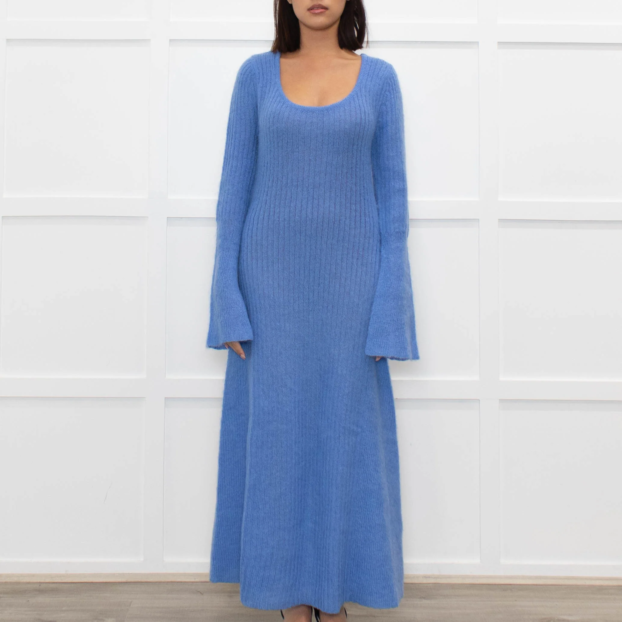 Ganni Cornflower Blue Mohair Knit Maxi Dress - Image 2