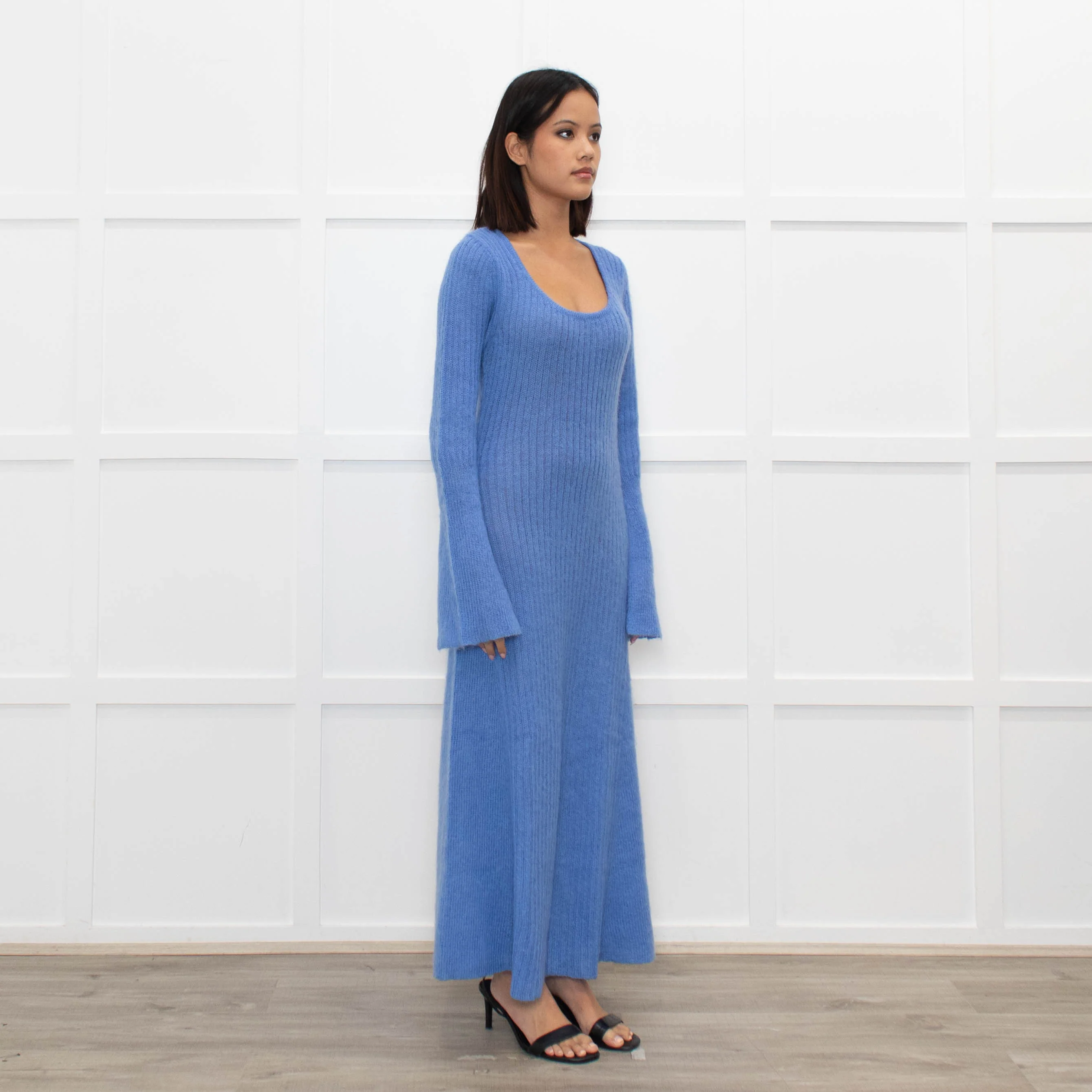 Ganni Cornflower Blue Mohair Knit Maxi Dress - Image 3
