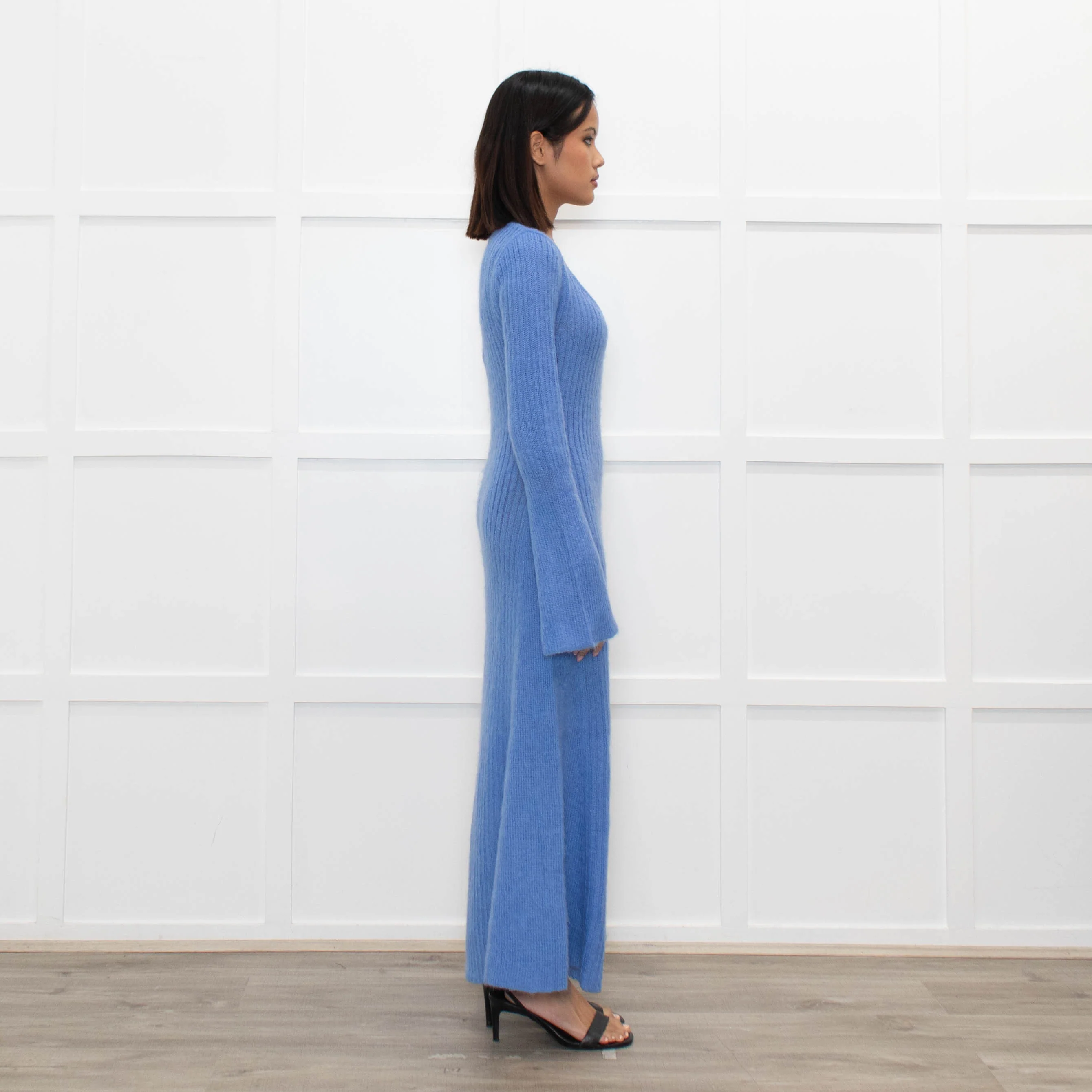 Ganni Cornflower Blue Mohair Knit Maxi Dress - Image 4