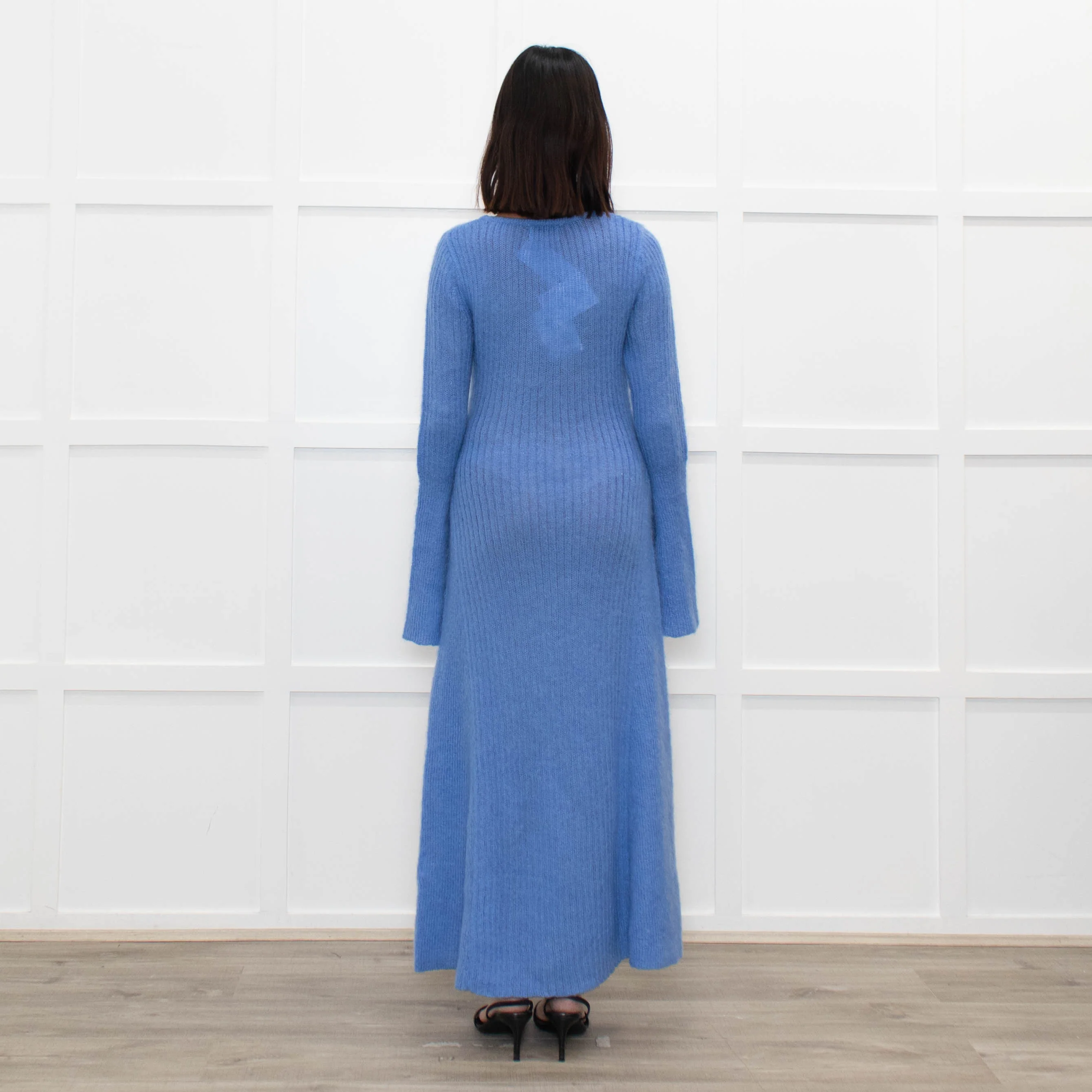 Ganni Cornflower Blue Mohair Knit Maxi Dress - Image 5