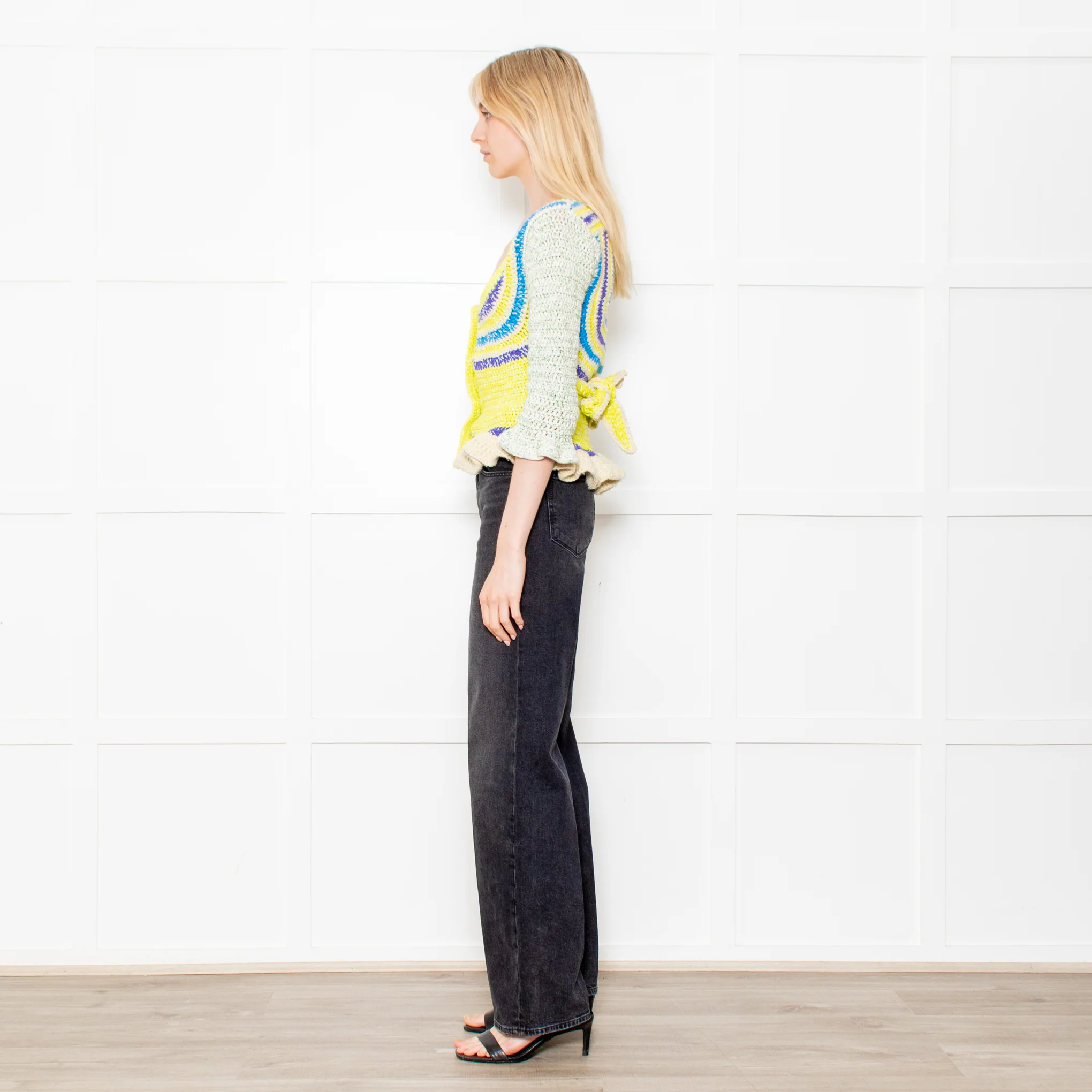 Ganni Crochet Cotton Blend Belted Cardigan - Image 4