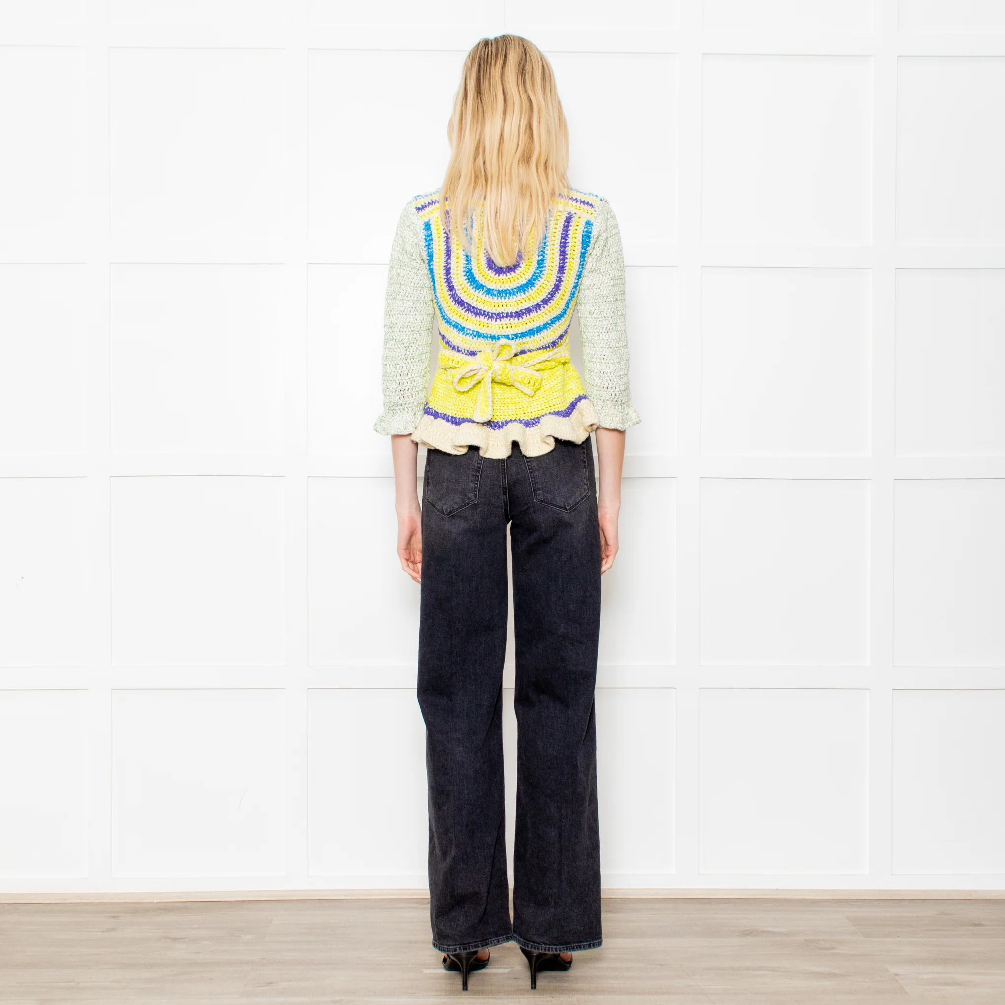 Ganni Crochet Cotton Blend Belted Cardigan - Image 5