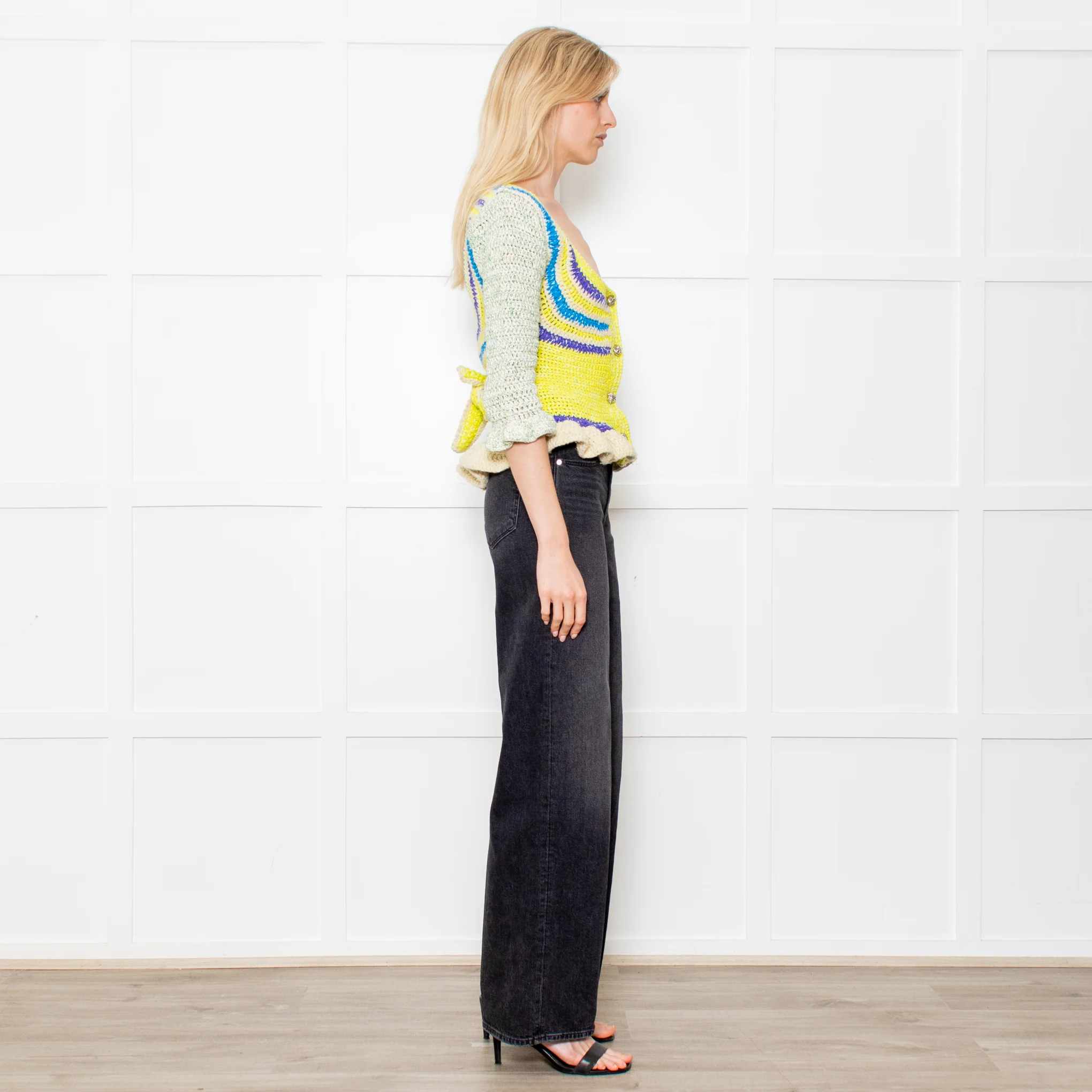 Ganni Crochet Cotton Blend Belted Cardigan - Image 6