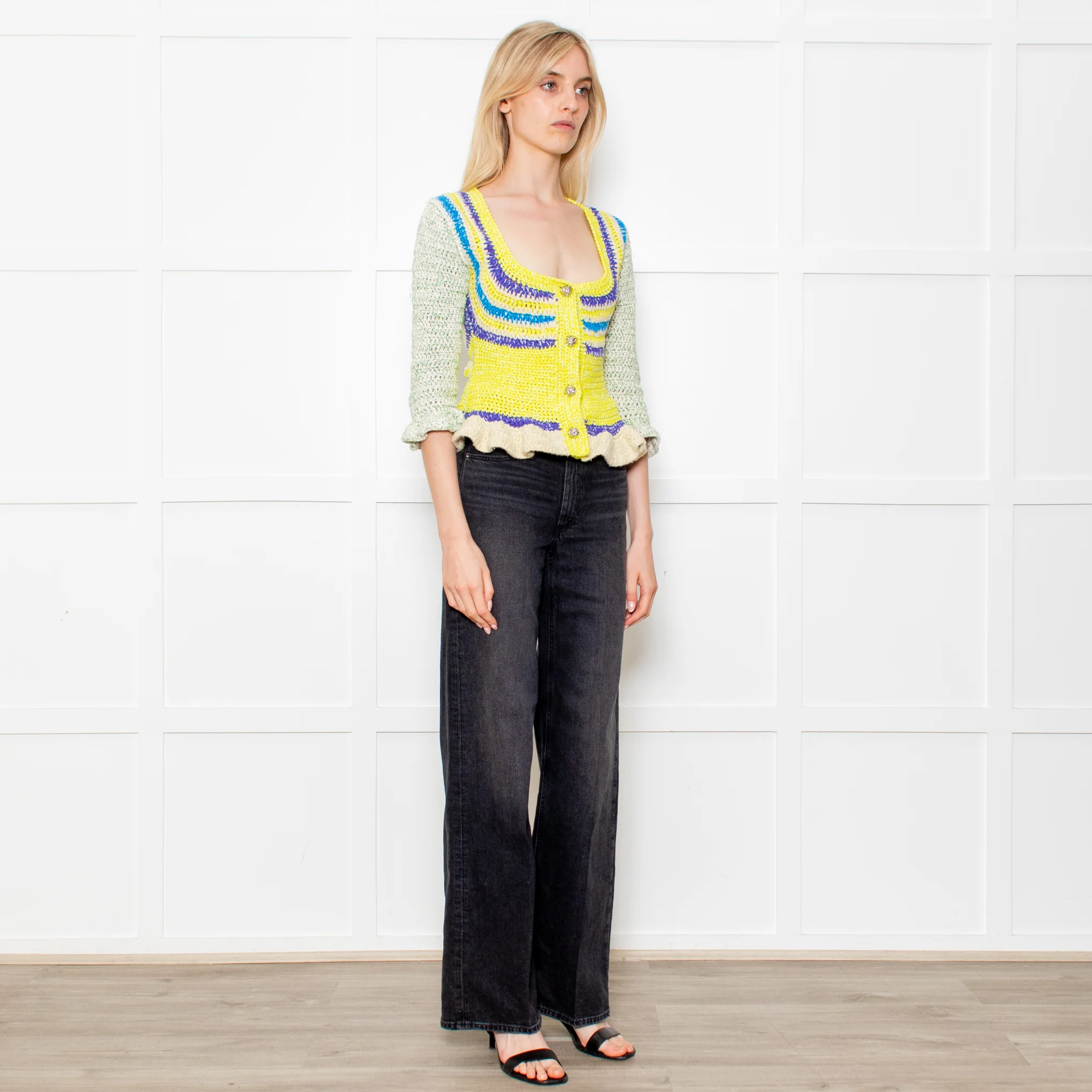 Ganni Crochet Cotton Blend Belted Cardigan - Image 7