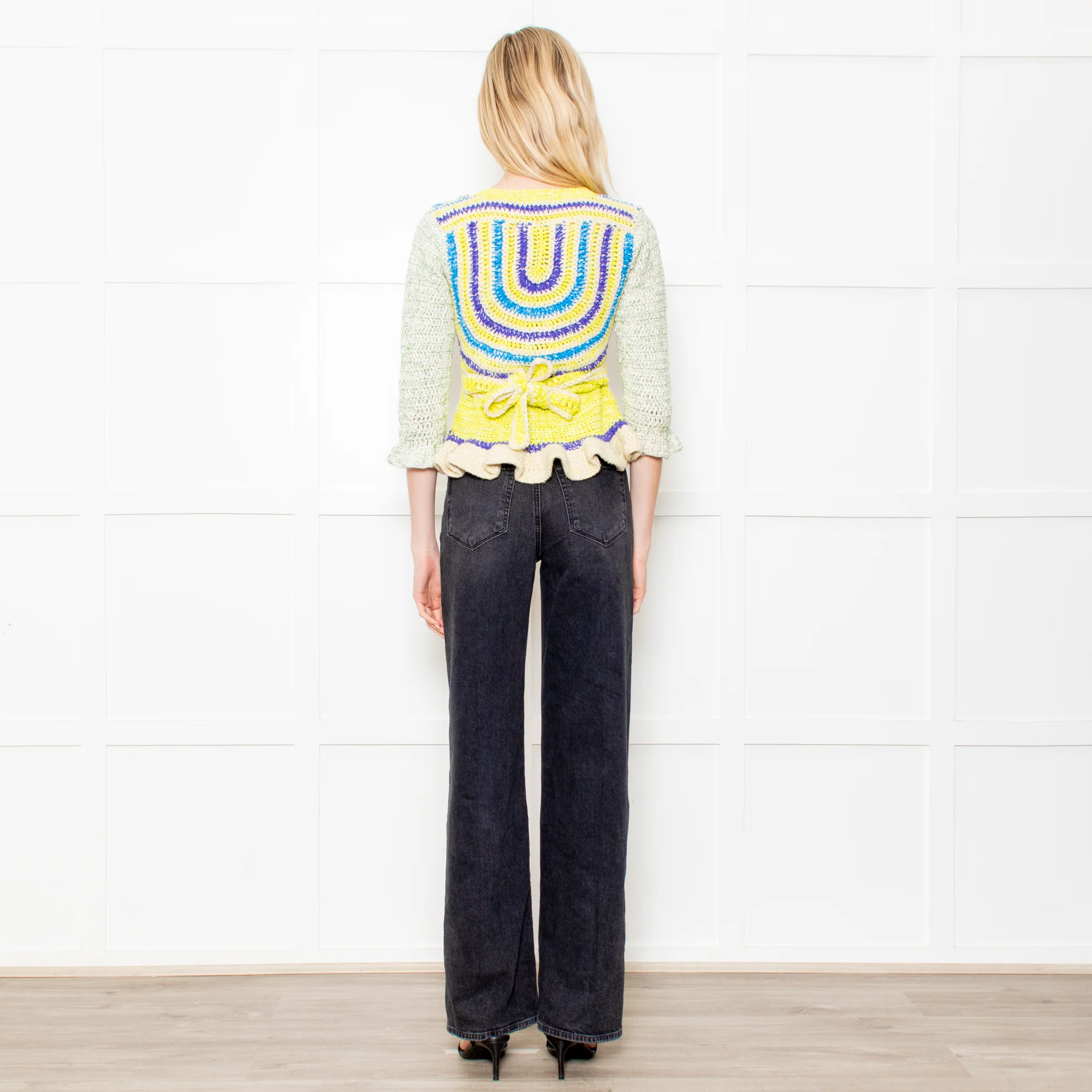 Ganni Crochet Cotton Blend Belted Cardigan - Image 8