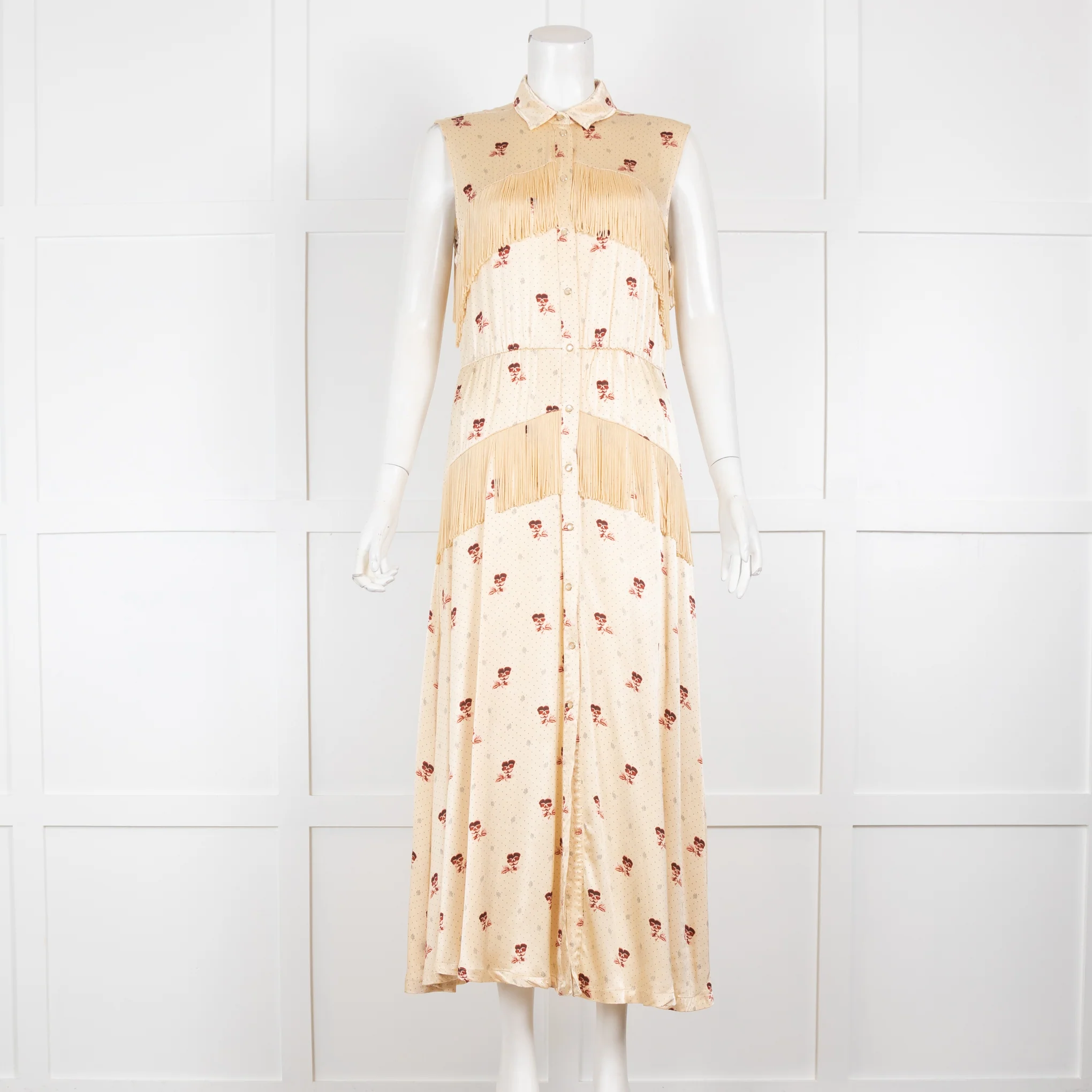 Ganni Fringed Floral Shirt Dress