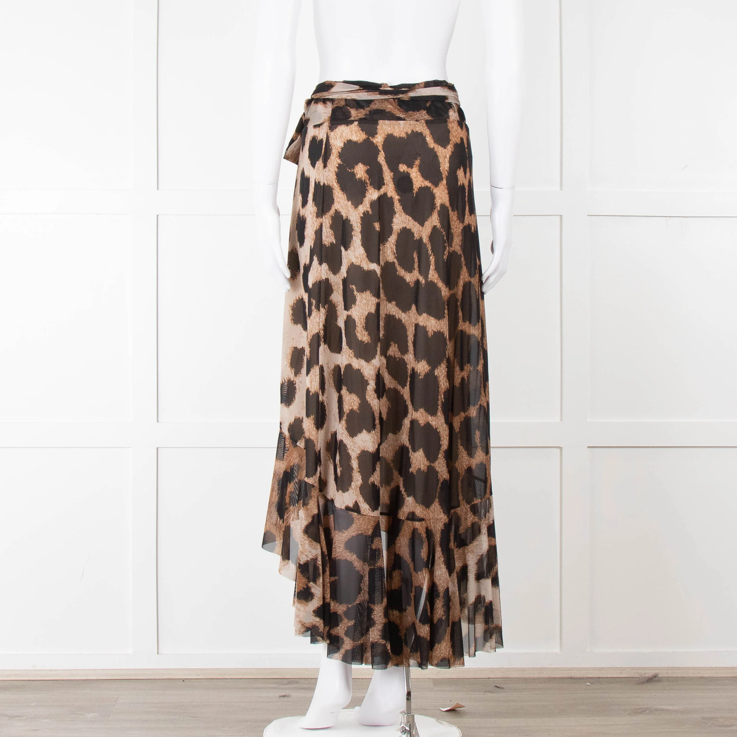 Ganni Giant Leopard Print Wrap Skirt - Image 5