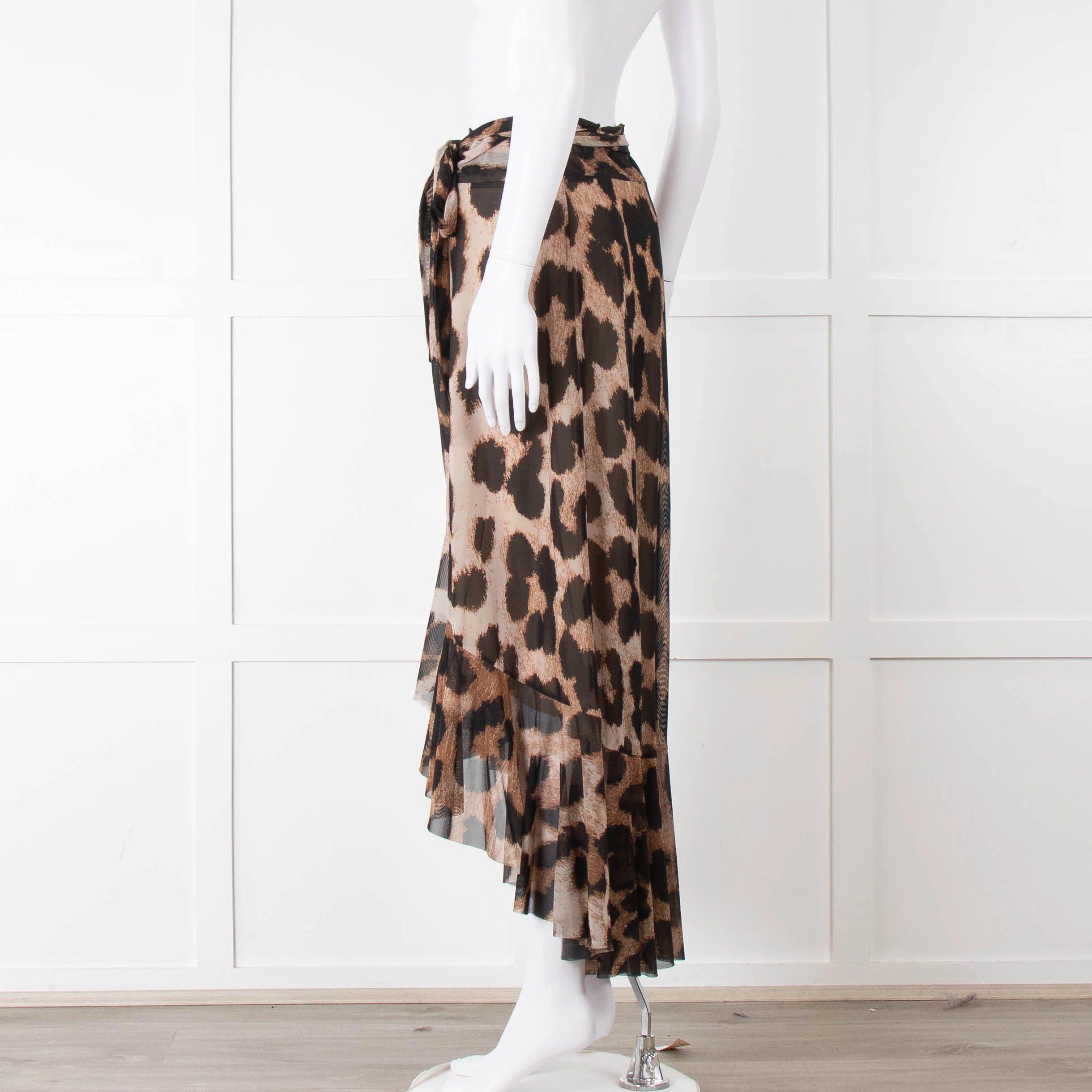 Ganni Giant Leopard Print Wrap Skirt - Image 6