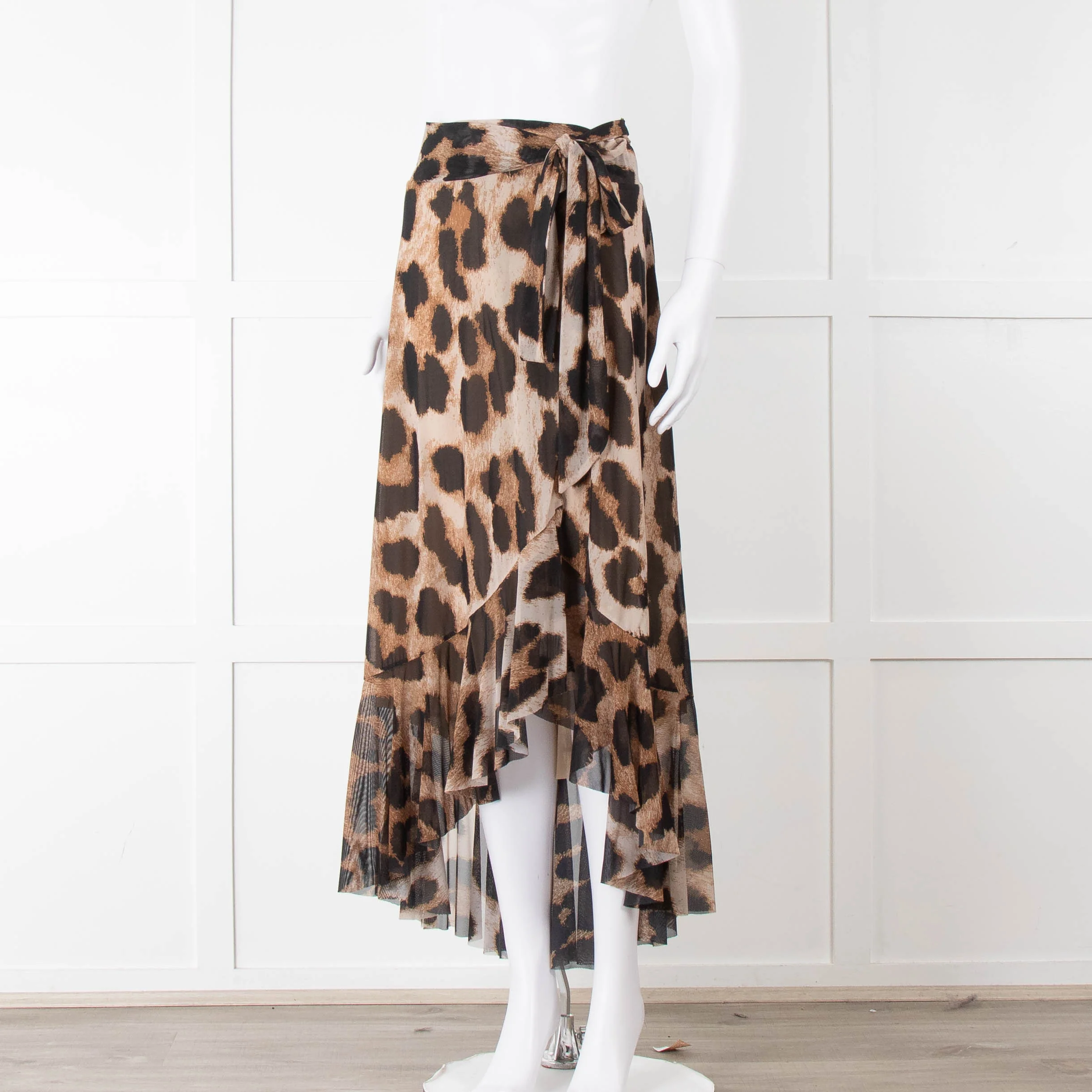 Ganni Giant Leopard Print Wrap Skirt - Image 8