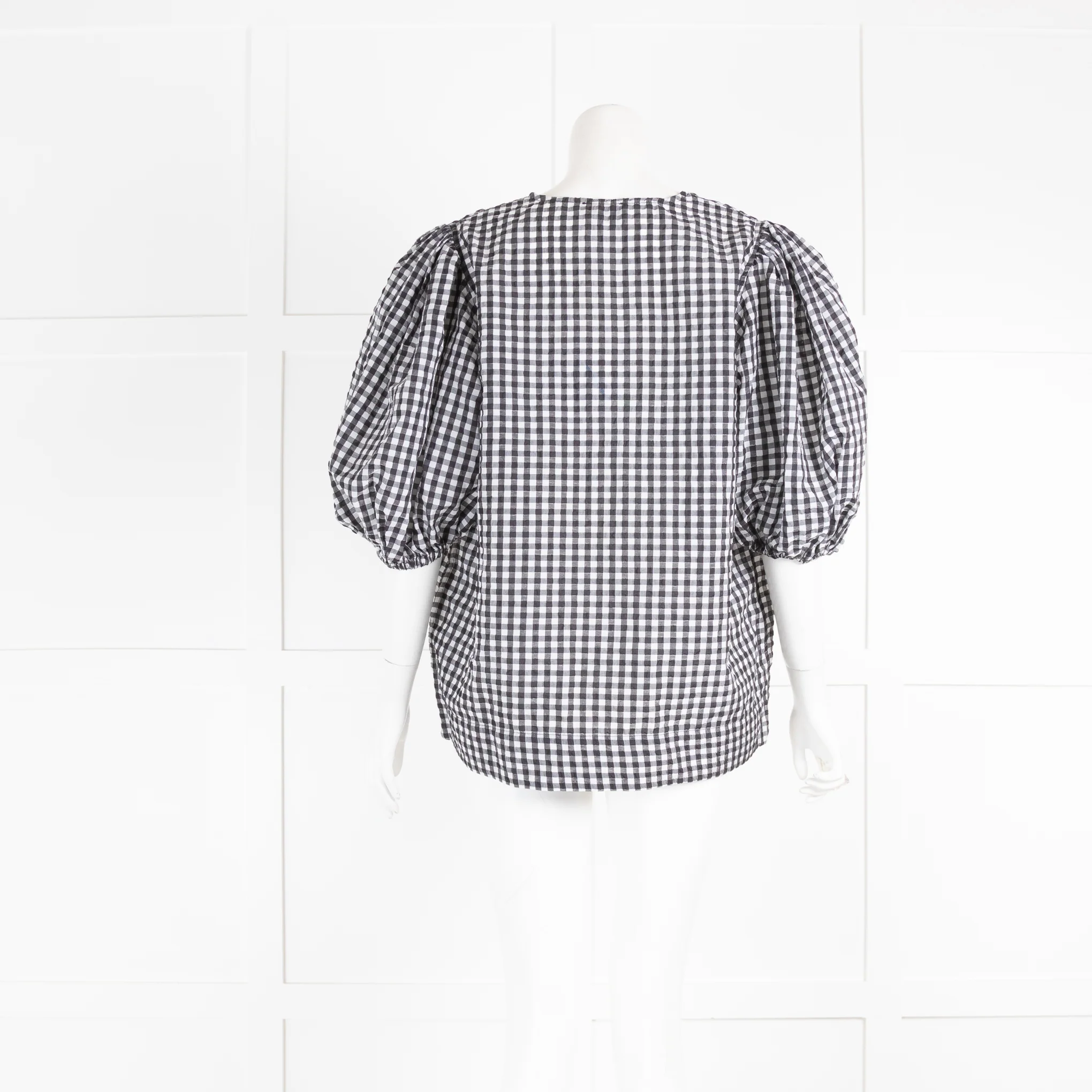 Ganni Gingham Puff Sleeve Top - Image 3