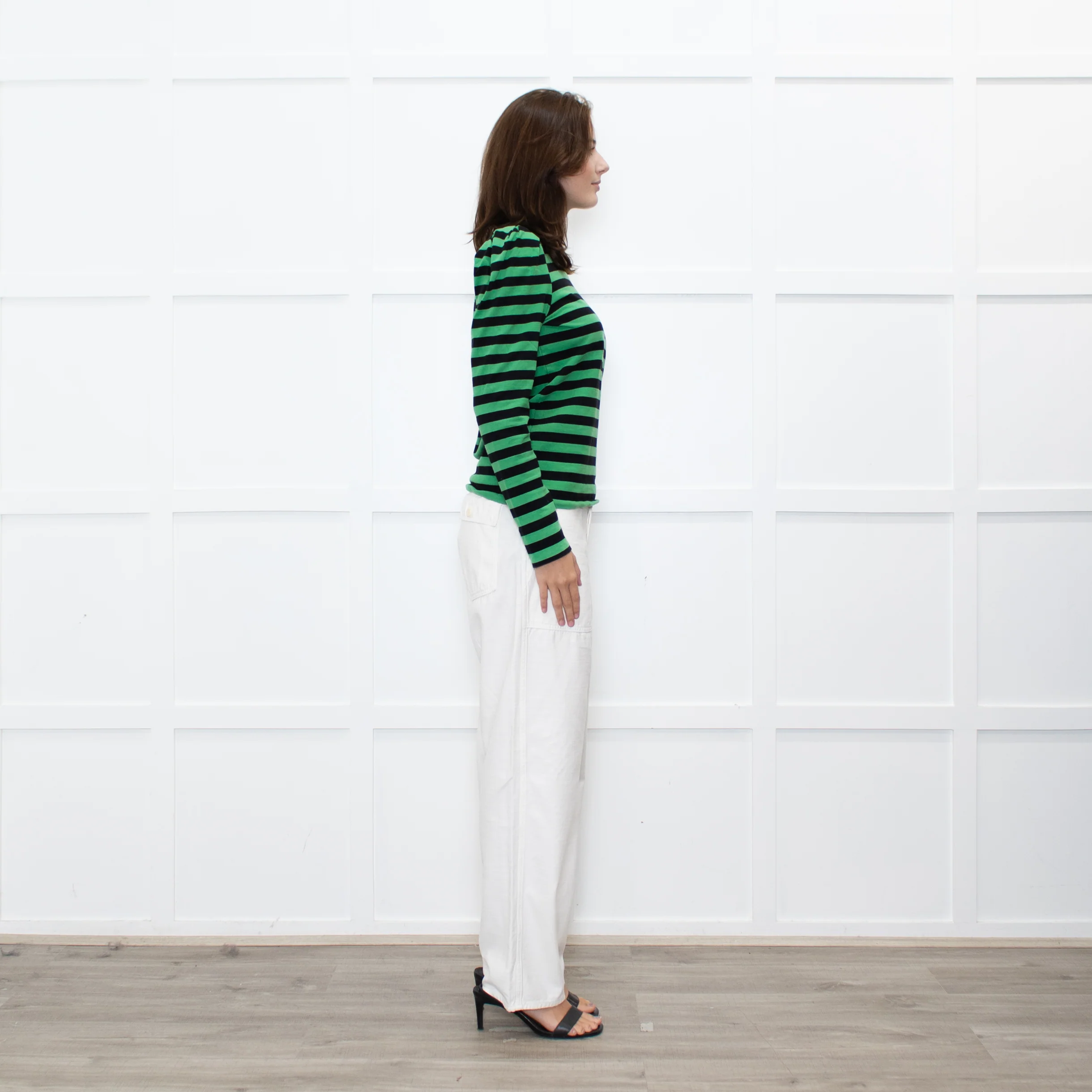 GANNI Green Black Striped Long Sleeve Top - Image 6