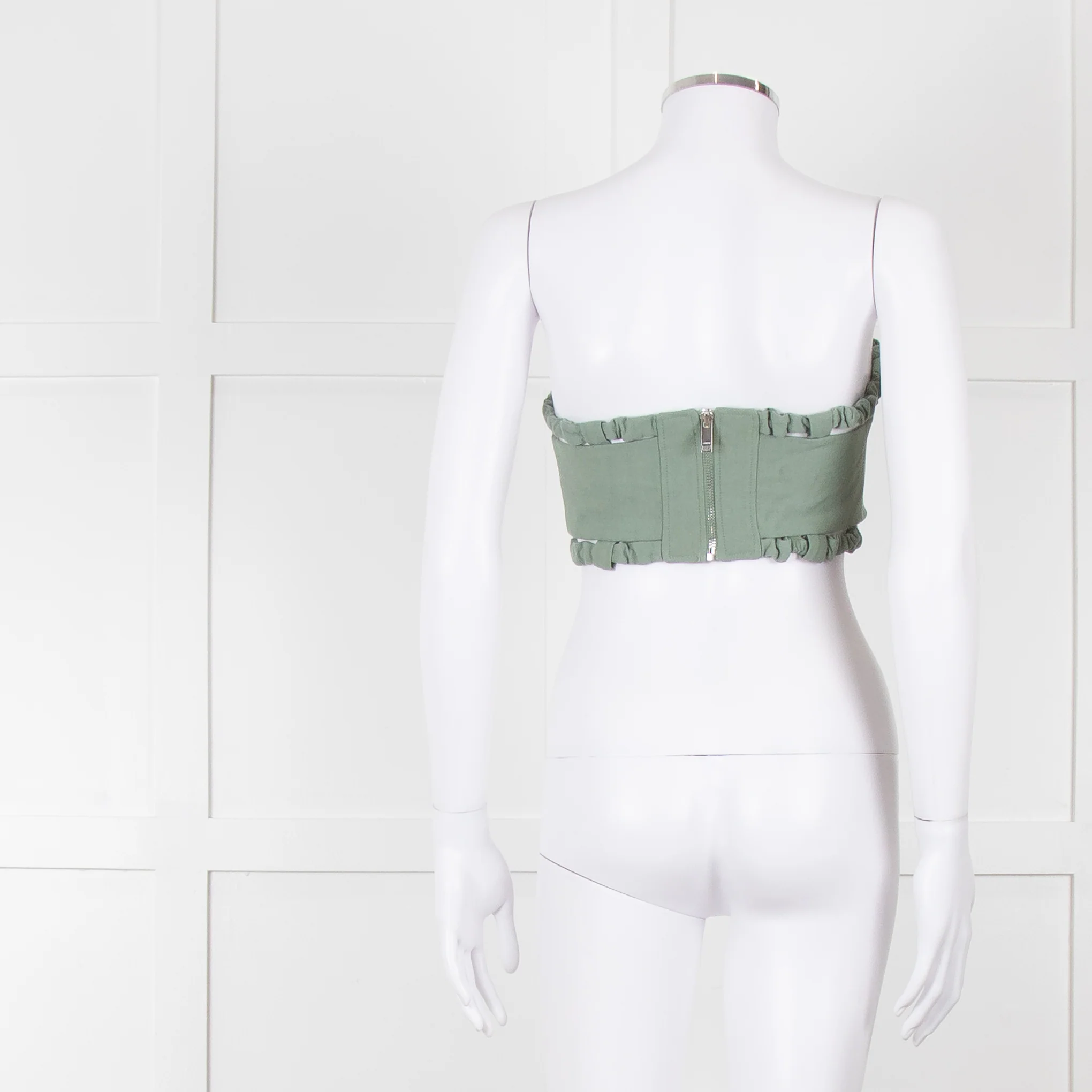 Ganni Green Cotton Bustier Top - Image 5