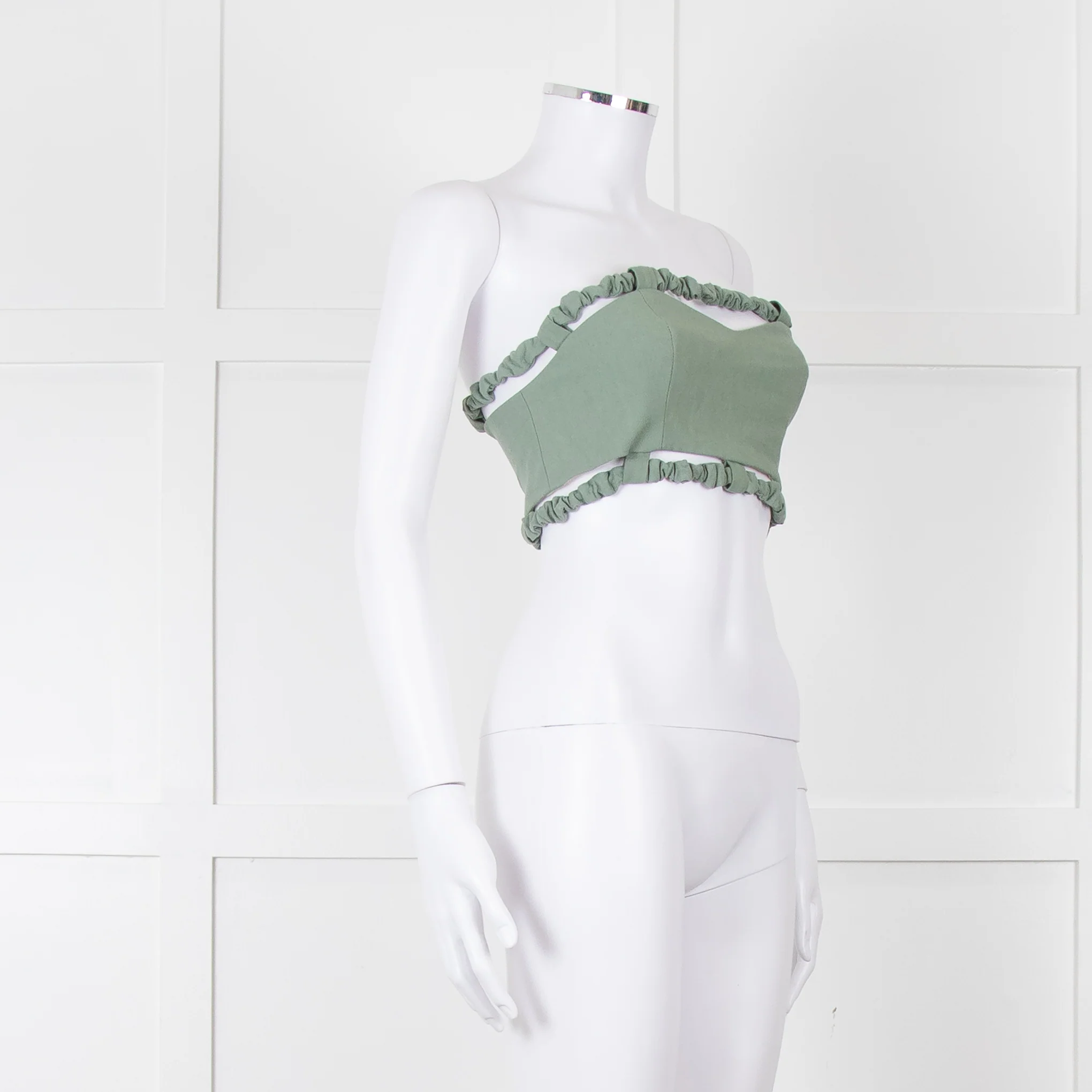 Ganni Green Cotton Bustier Top - Image 8