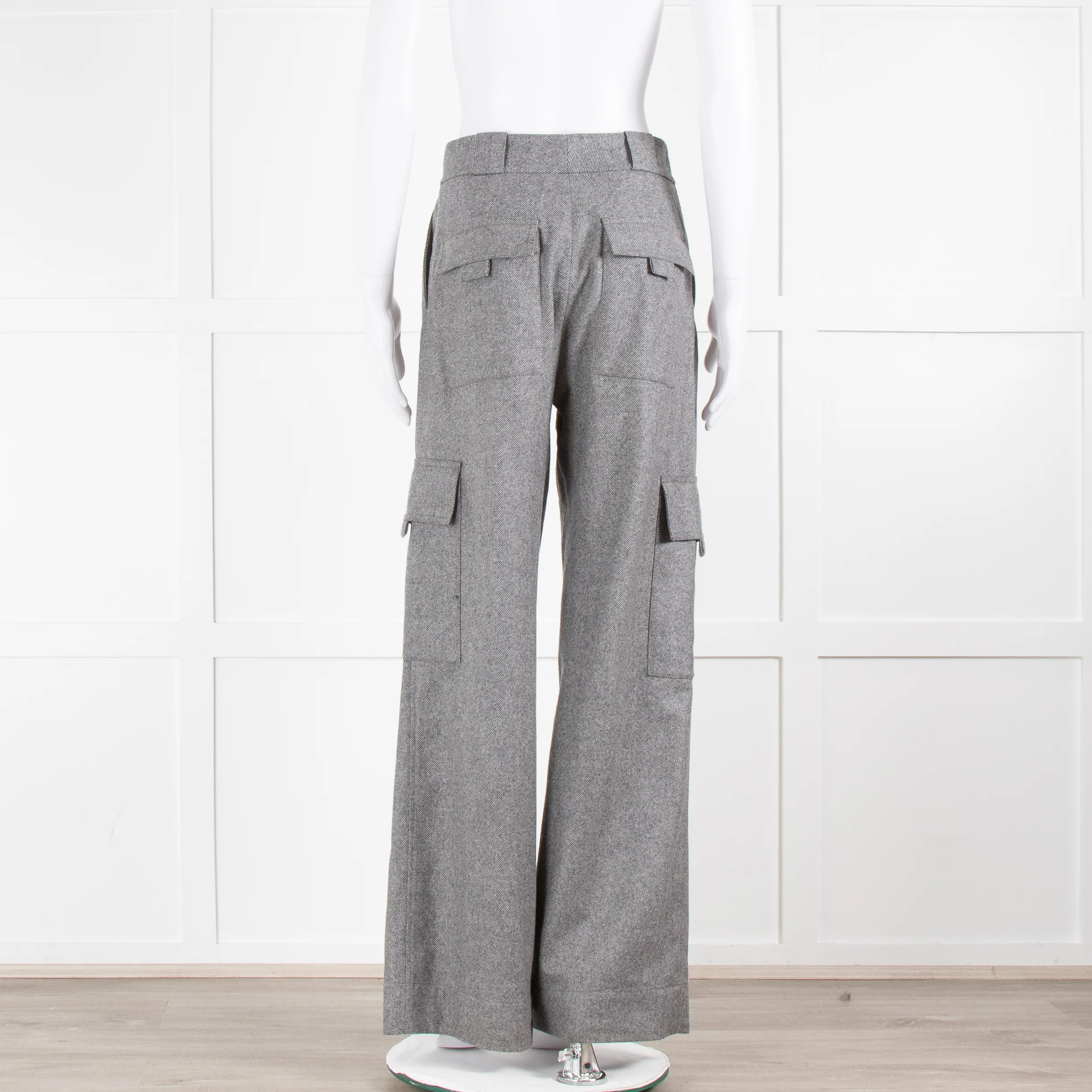 Me+Em Grey Wool Blend Side Pocket Cargo Wide Leg Trousers - Image 3