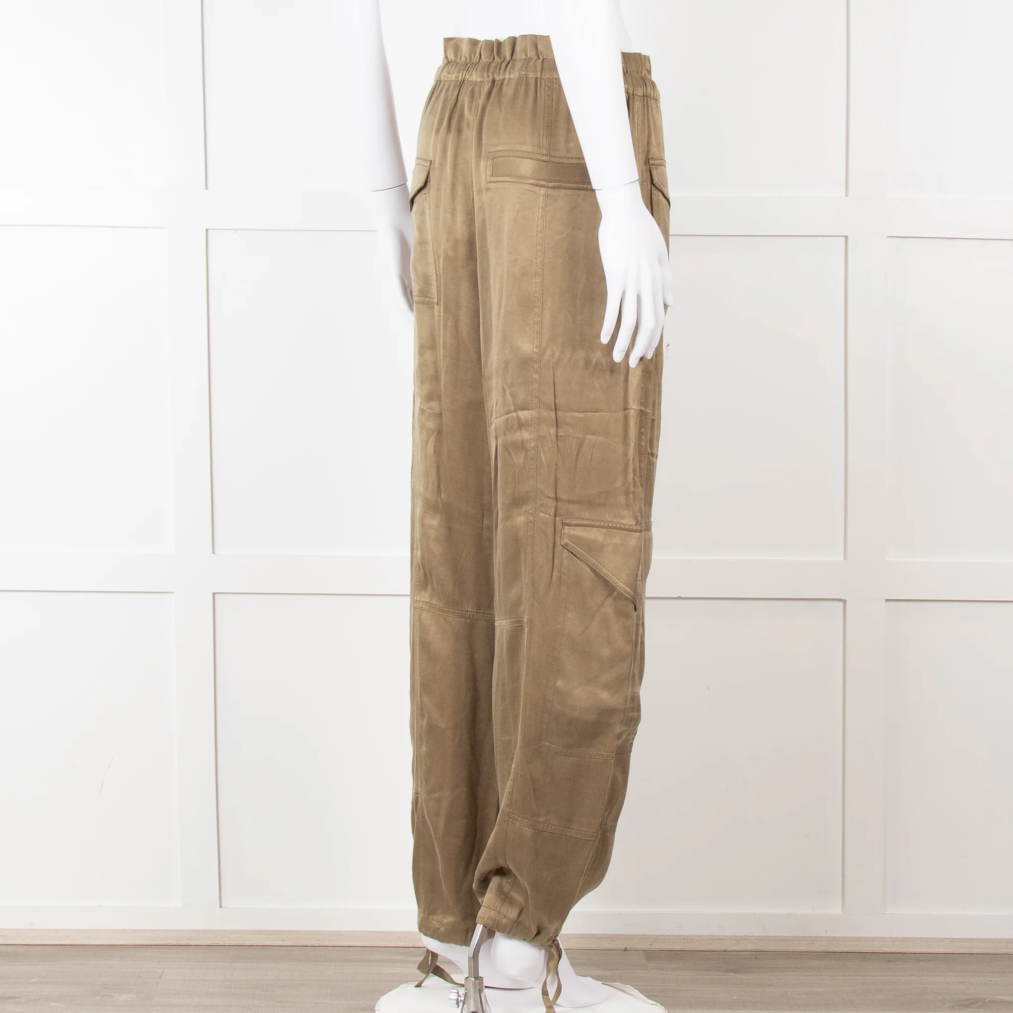 Ganni Khaki High Waisted Combat Trousers - Image 5