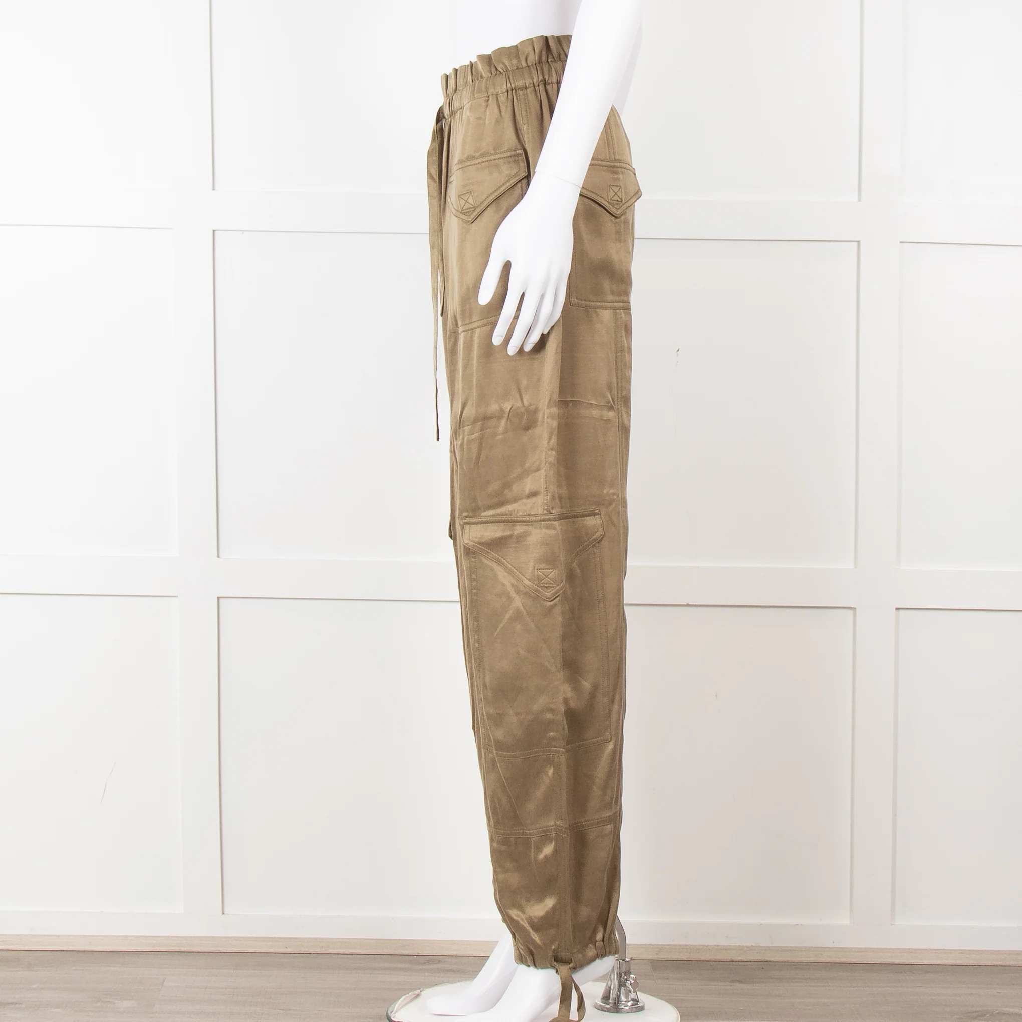 Ganni Khaki High Waisted Combat Trousers - Image 8