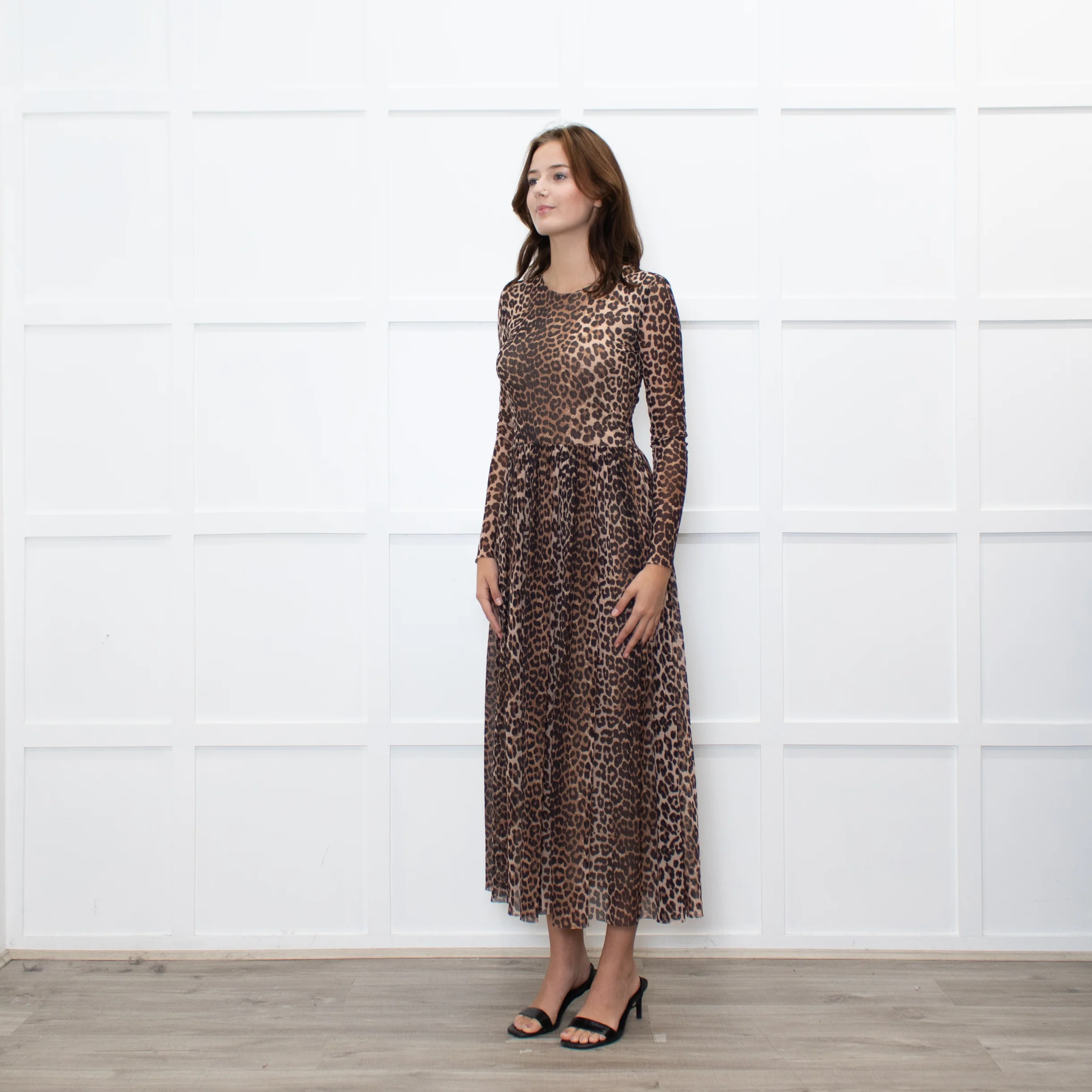 Ganni Leopard Mesh Maxi Dress - Image 3