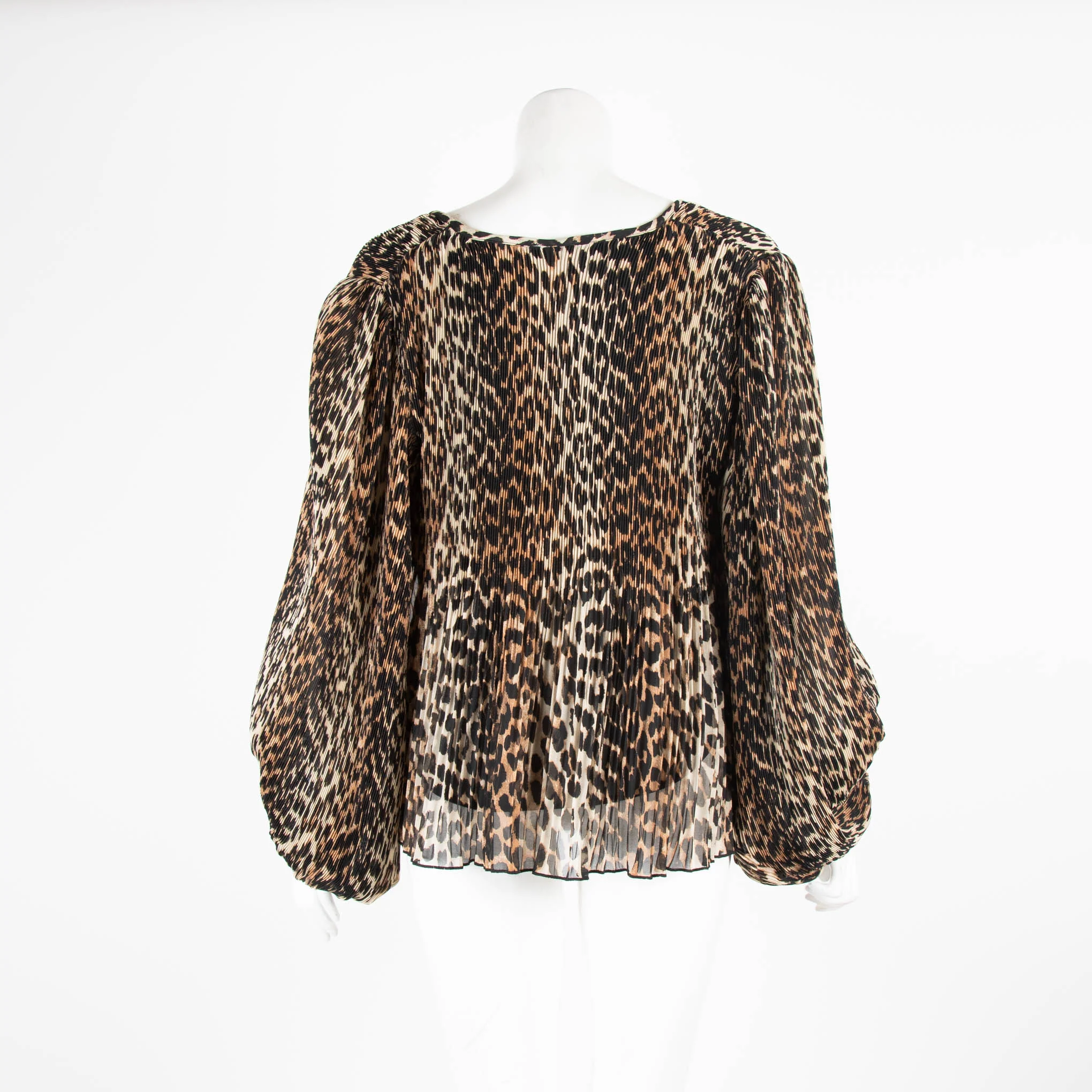 Ganni Leopard Print V neck Swing Top - Image 3