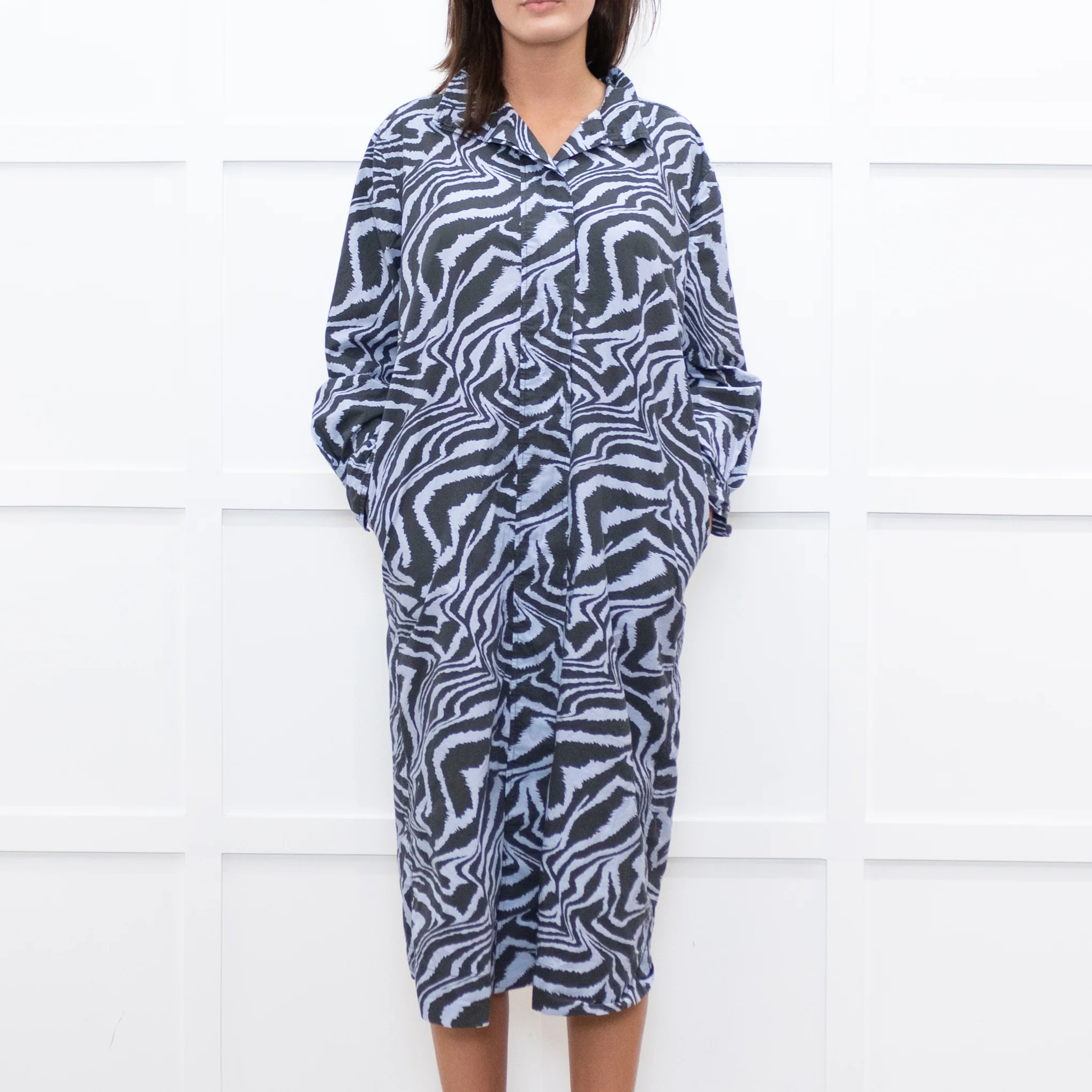 Ganni Lilac Tiger Print Shirt Dress - Image 2