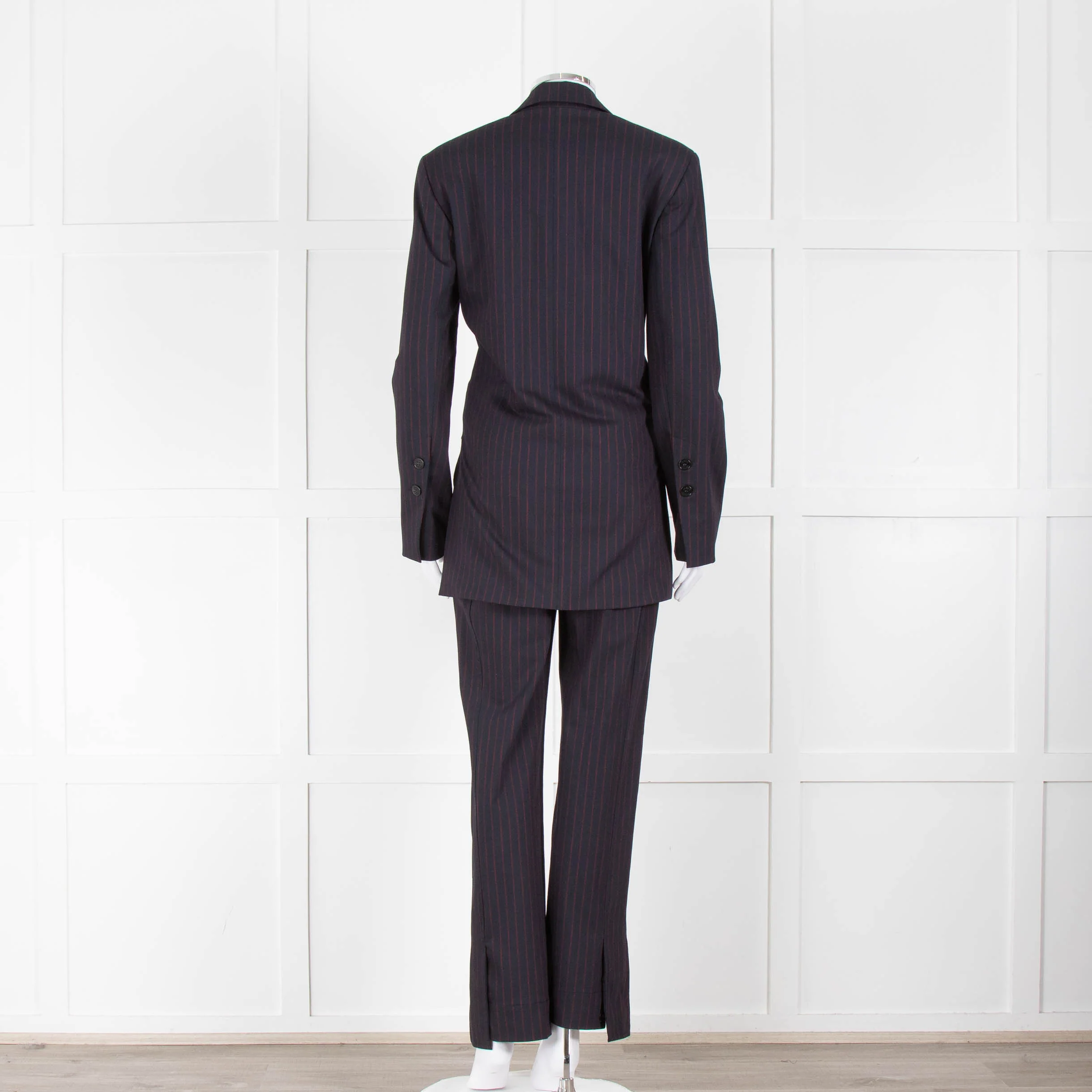 Ganni Navy Blazer With Red Pin Stripe - Image 6