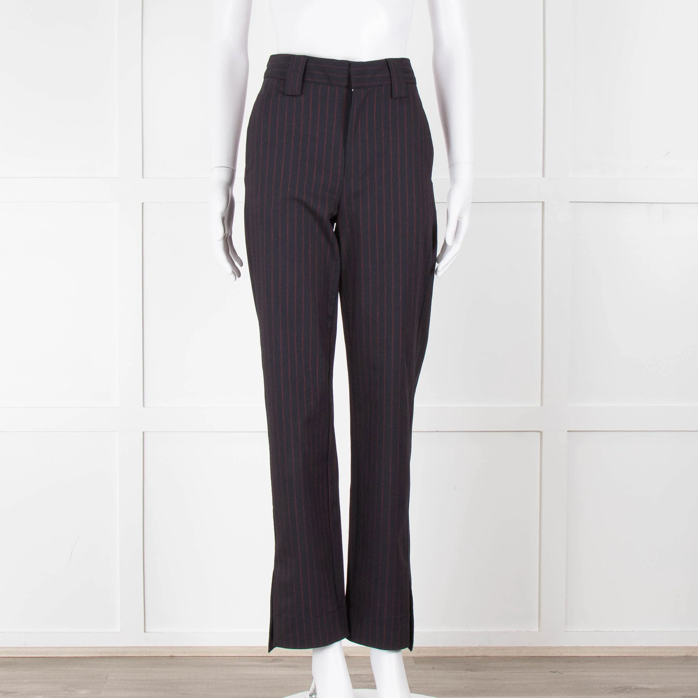 Ganni Navy Trousers With Red Pin Stripe - Image 2