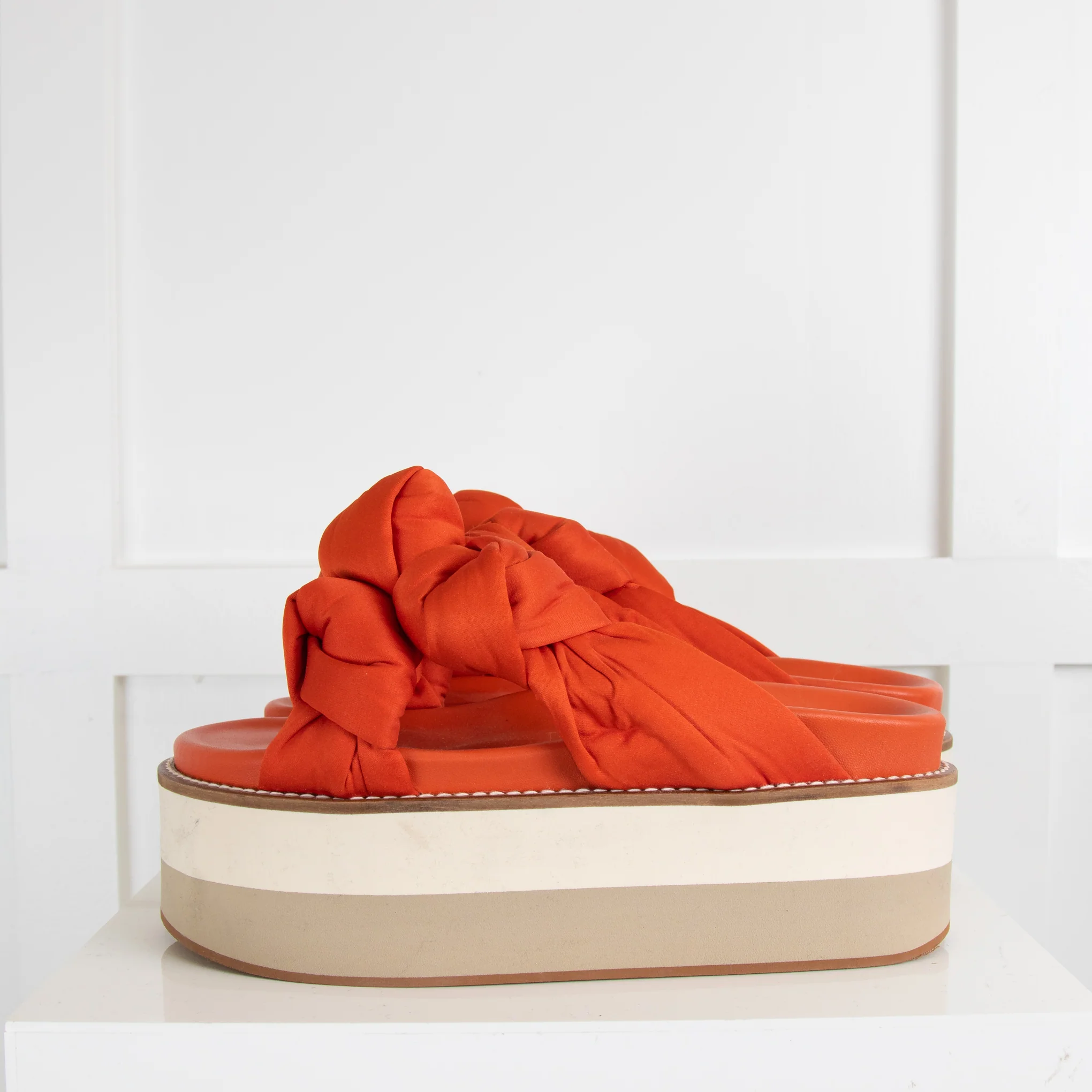 Ganni Orange Knotted Platform Sandals - Image 3