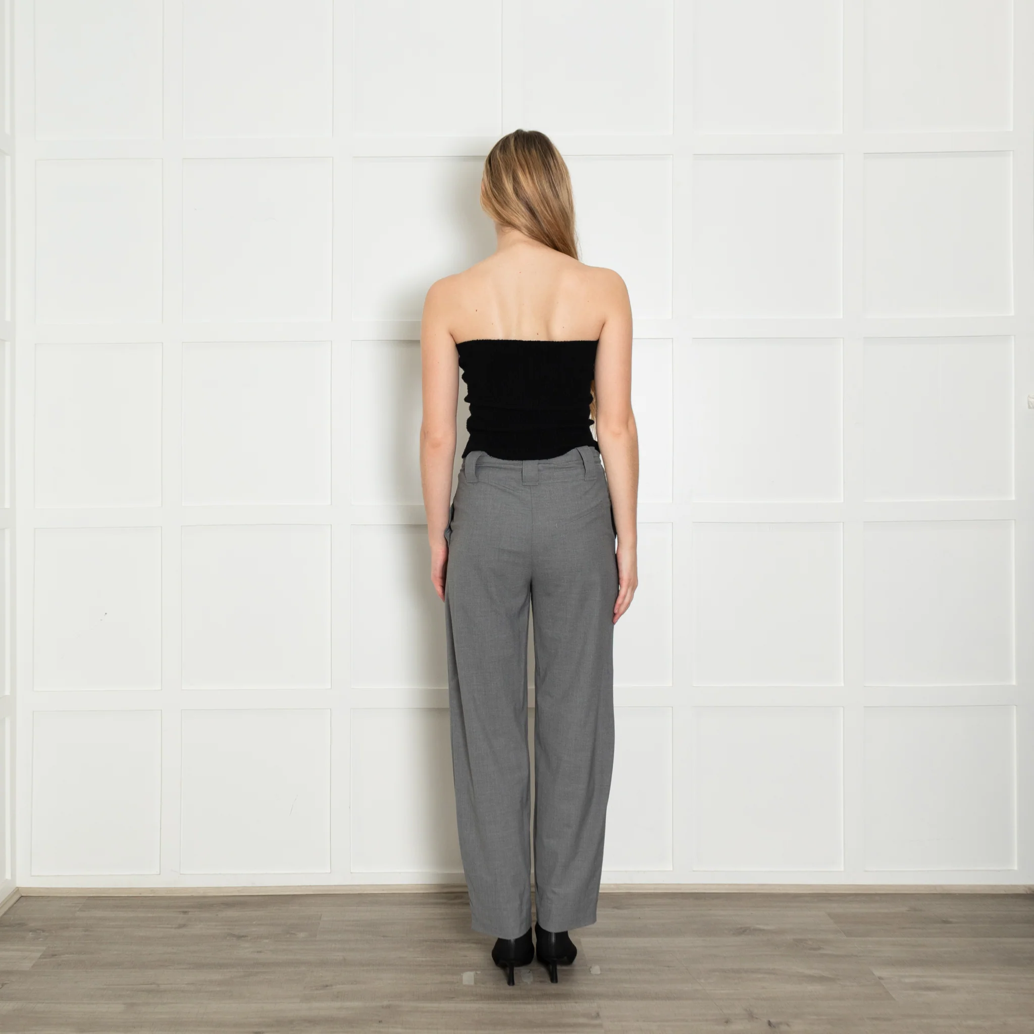 Ganni Pale Grey Fine Wool Draw String Trousers - Image 5