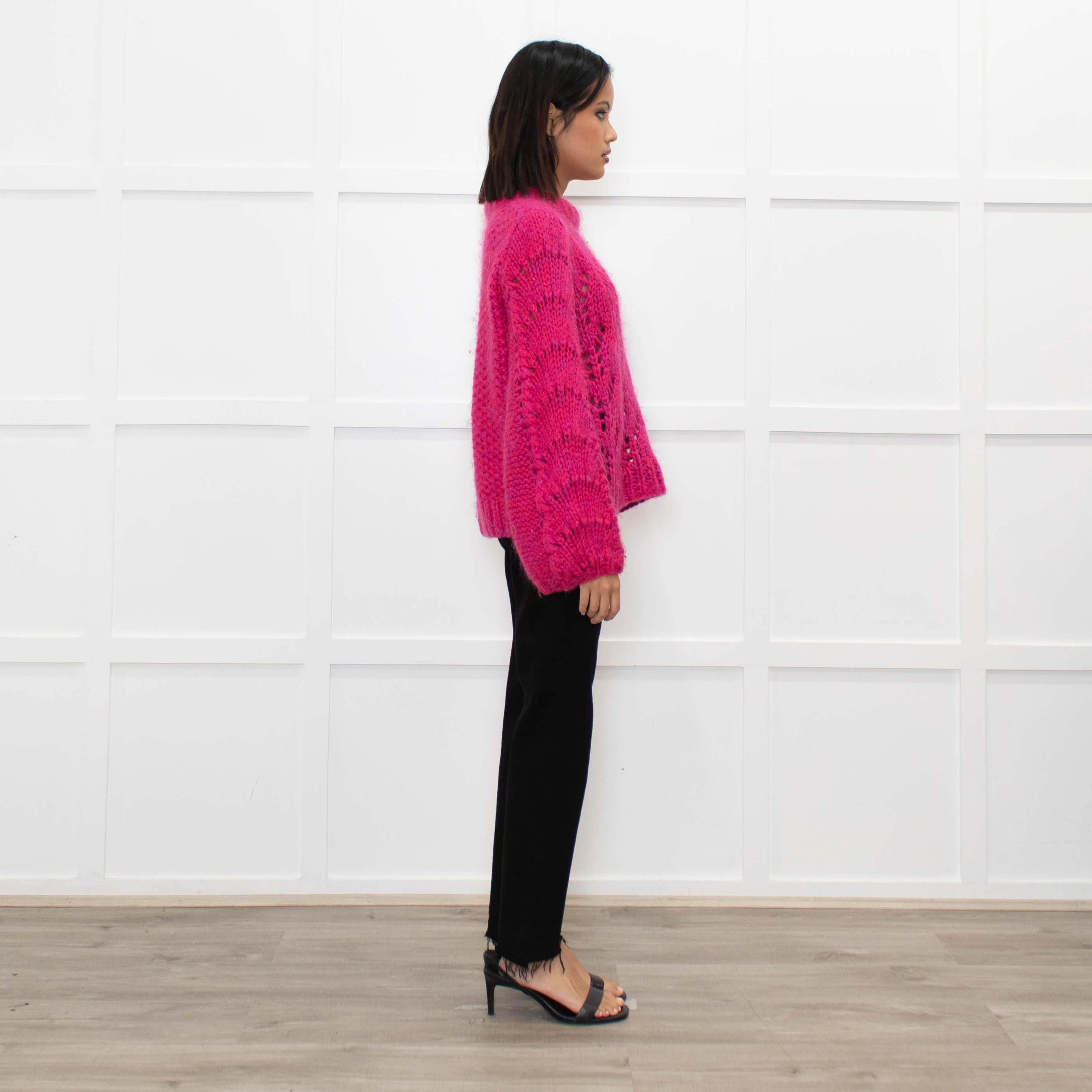 Ganni Pink Mohair Jumper With Holes In Stitching - Image 4