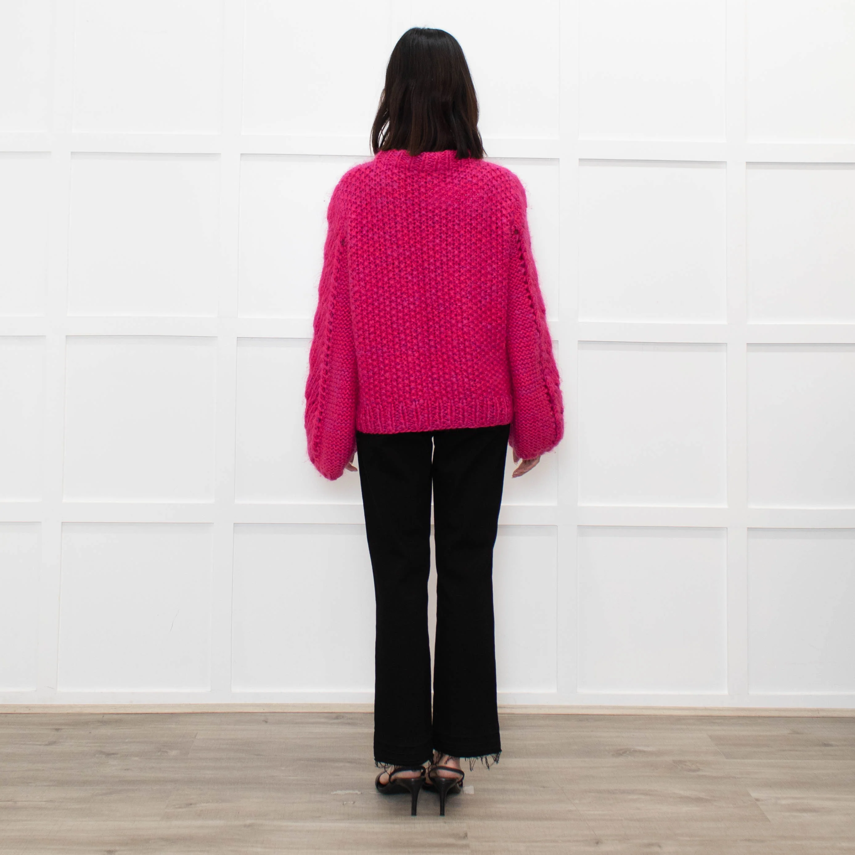 Ganni Pink Mohair Jumper With Holes In Stitching - Image 5