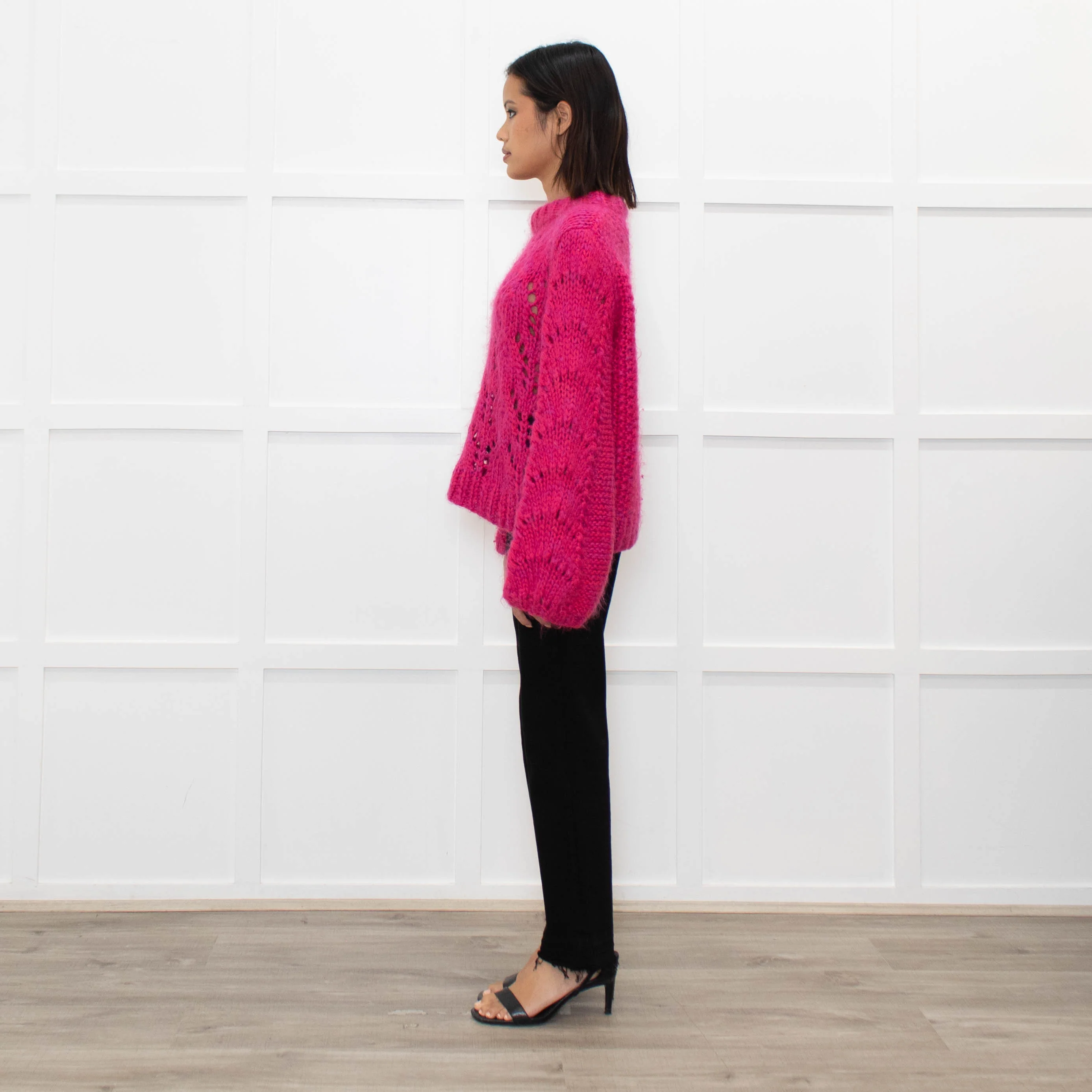 Ganni Pink Mohair Jumper With Holes In Stitching - Image 6
