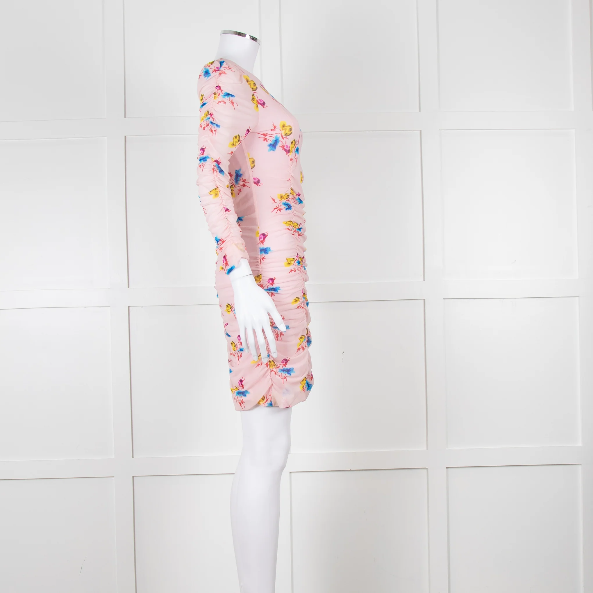 Ganni Ruched Multicoloured Ruched Dress - Image 3