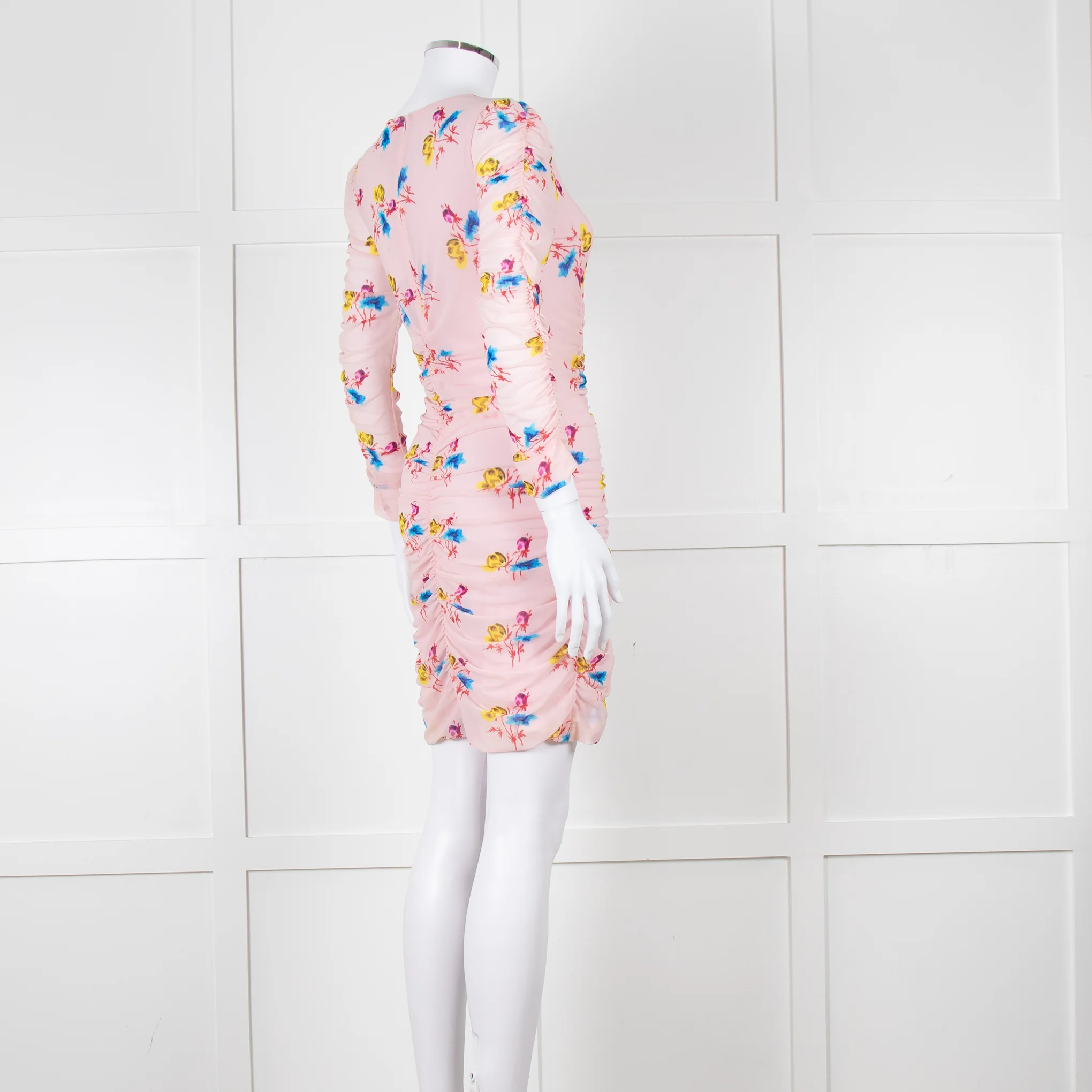Ganni Ruched Multicoloured Ruched Dress - Image 4