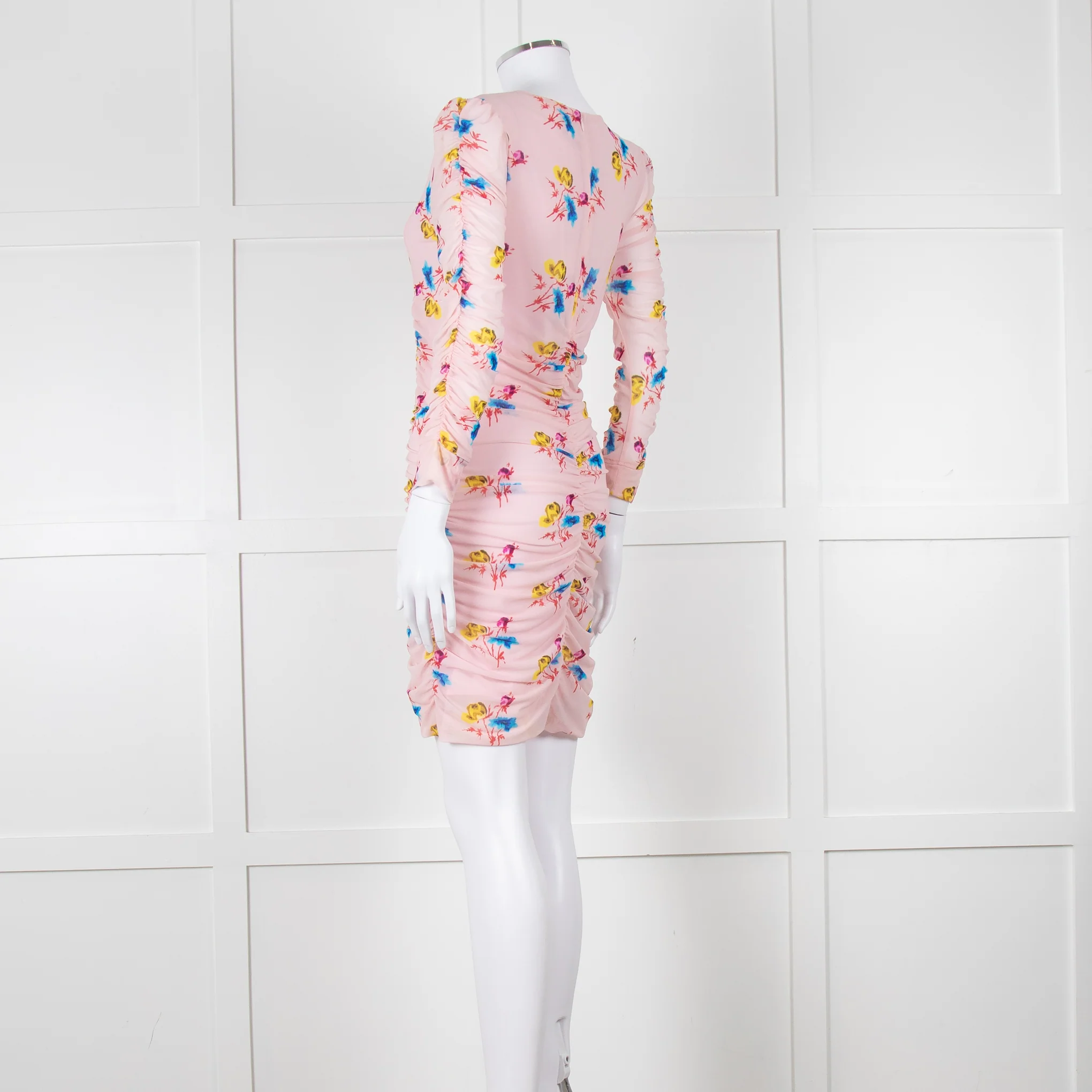 Ganni Ruched Multicoloured Ruched Dress - Image 6