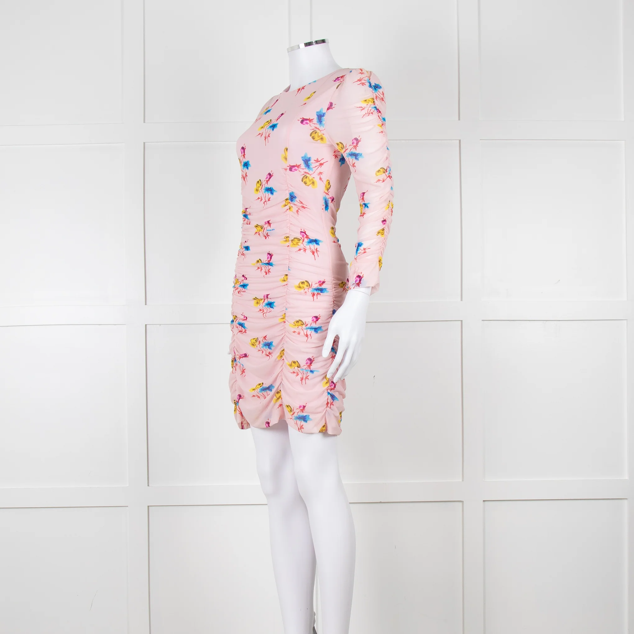 Ganni Ruched Multicoloured Ruched Dress - Image 8