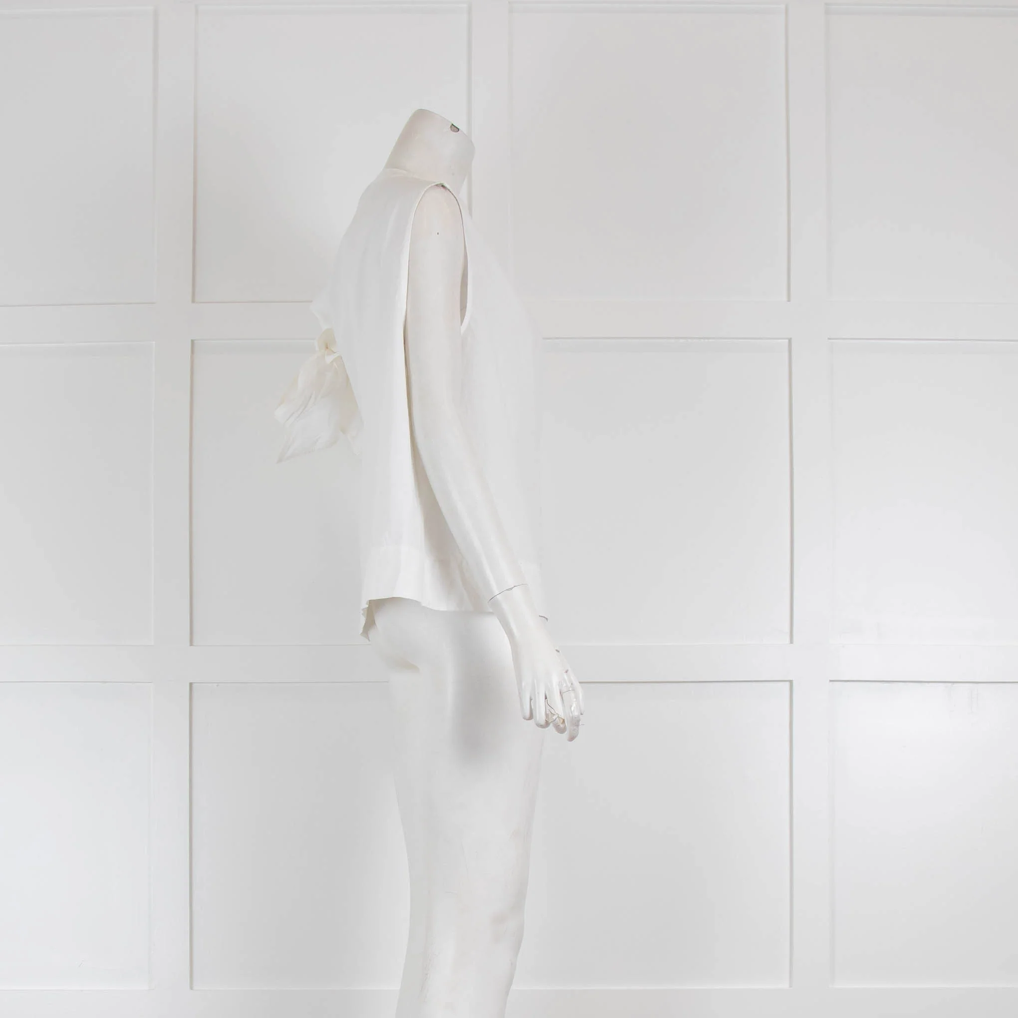 Ganni White Cotton Poplin Sleeveless Tie Shoulder Top - Image 2