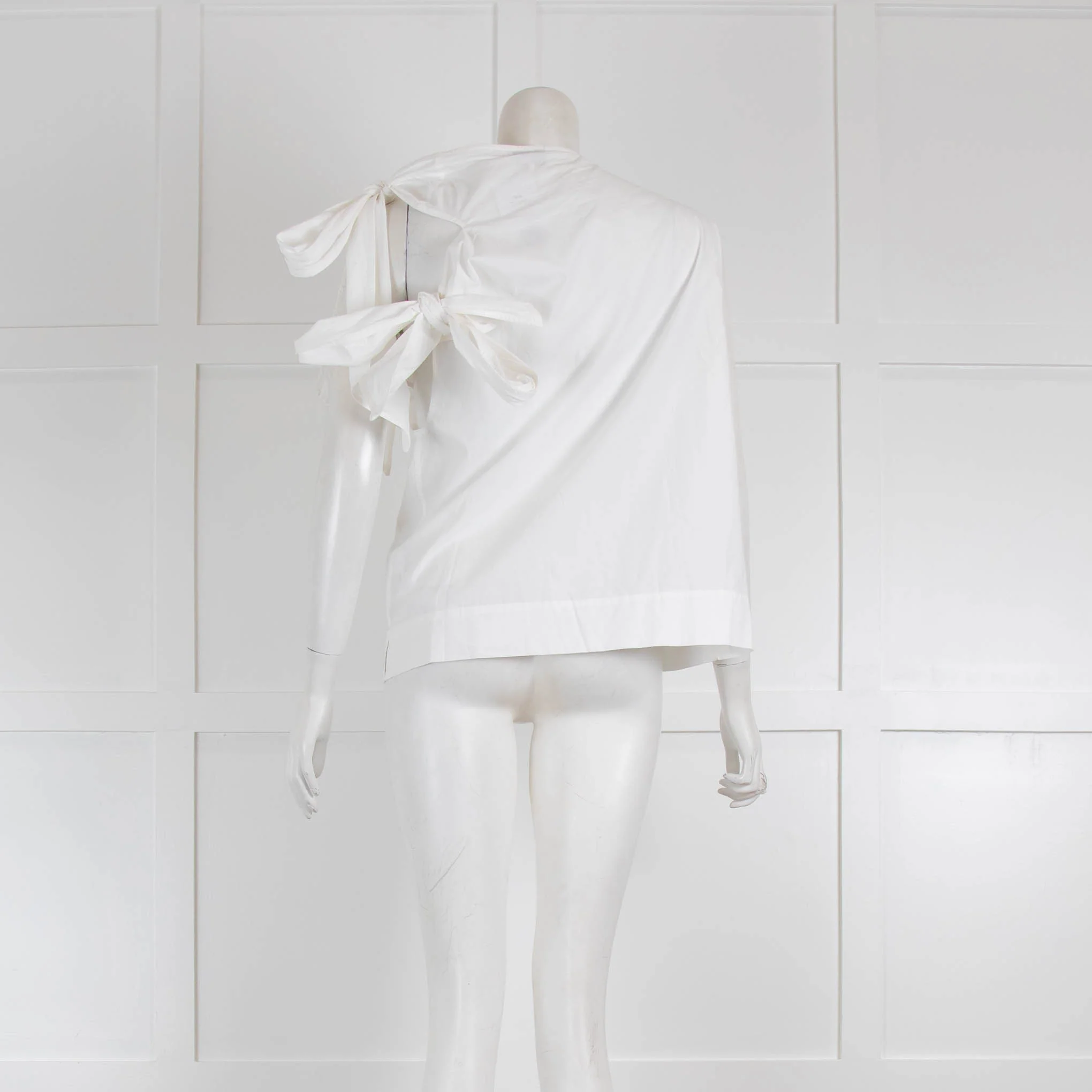 Ganni White Cotton Poplin Sleeveless Tie Shoulder Top - Image 3