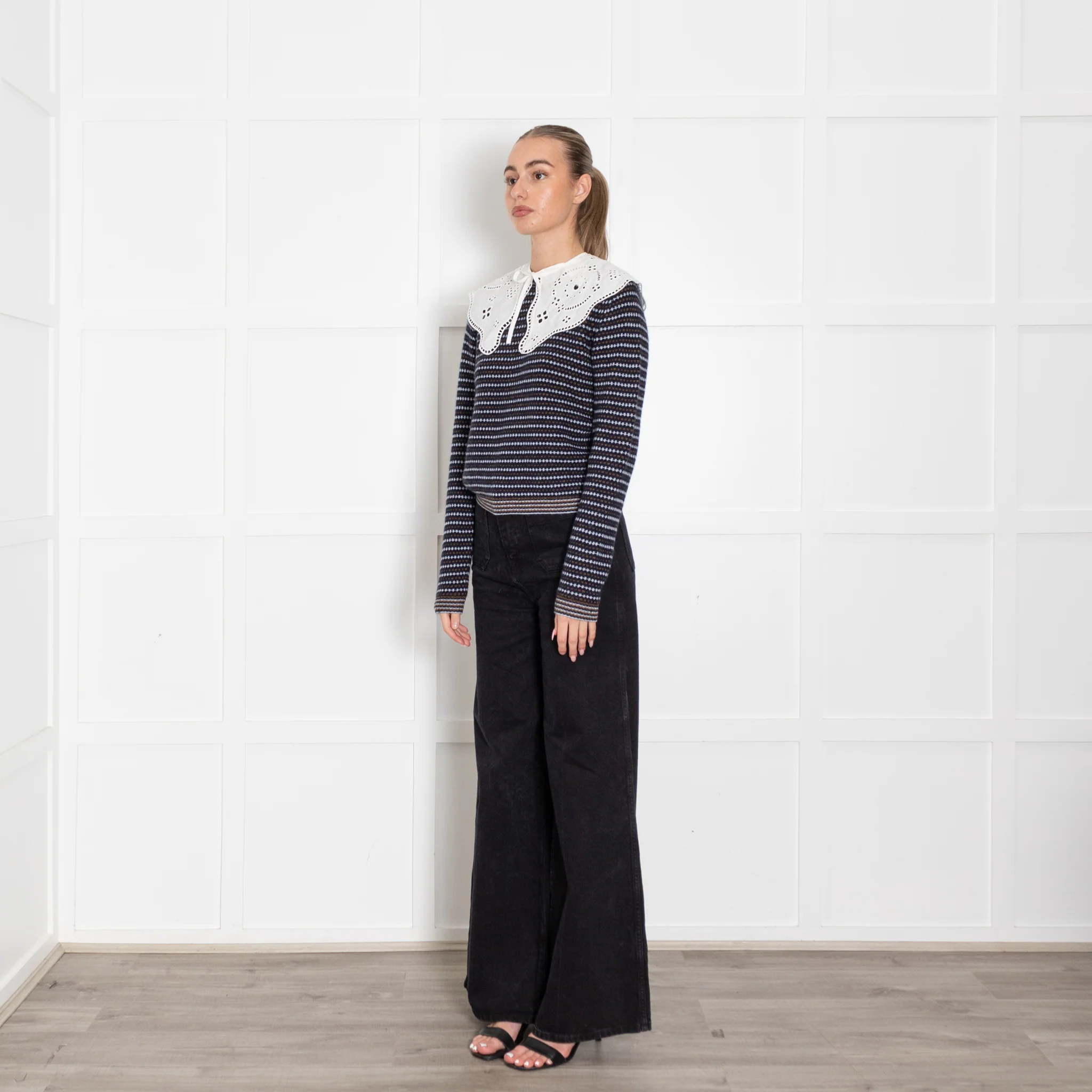 Ganni White Frill Collar With Ties - Image 3