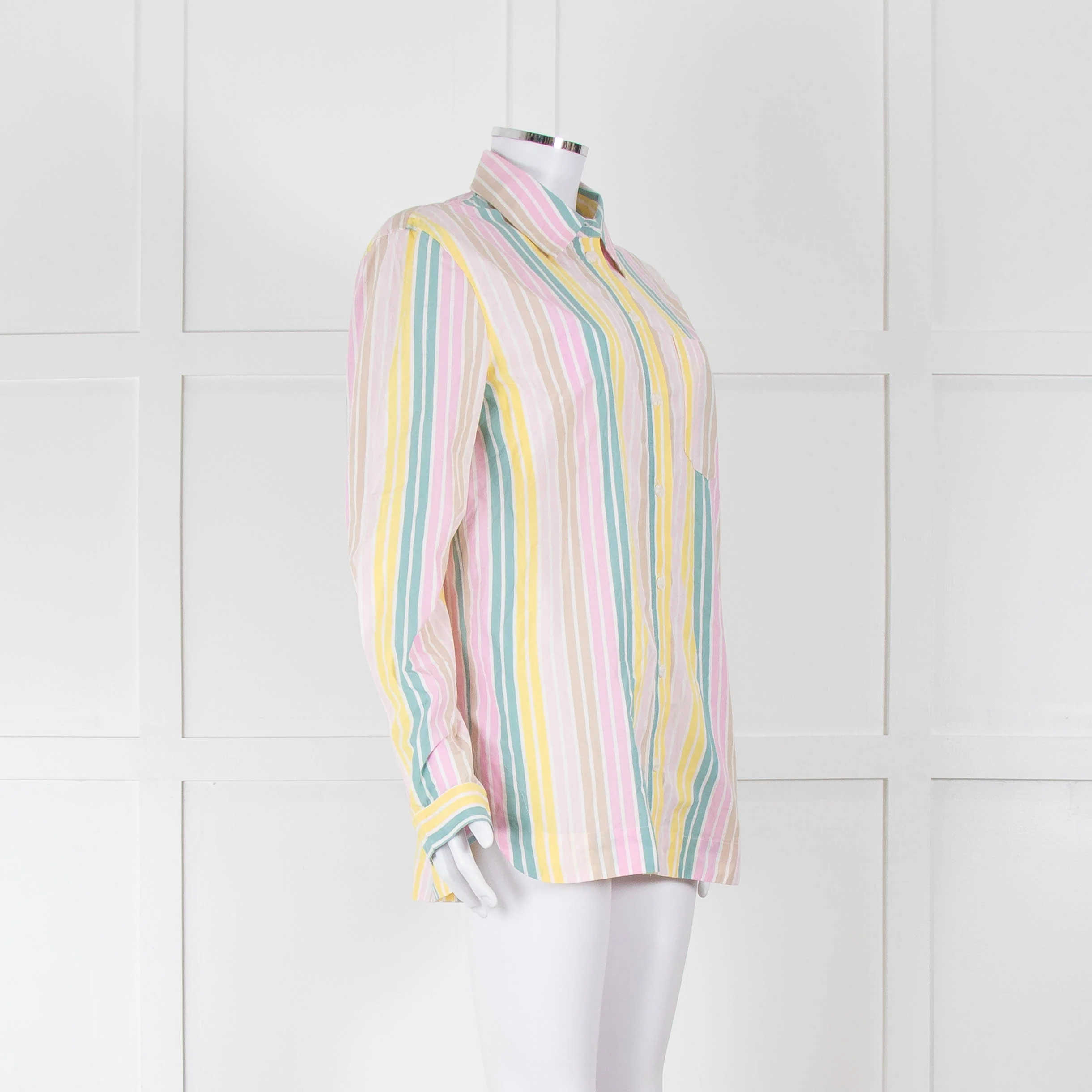 Ganni Yellow Pink Green Striped Shirt - Image 2