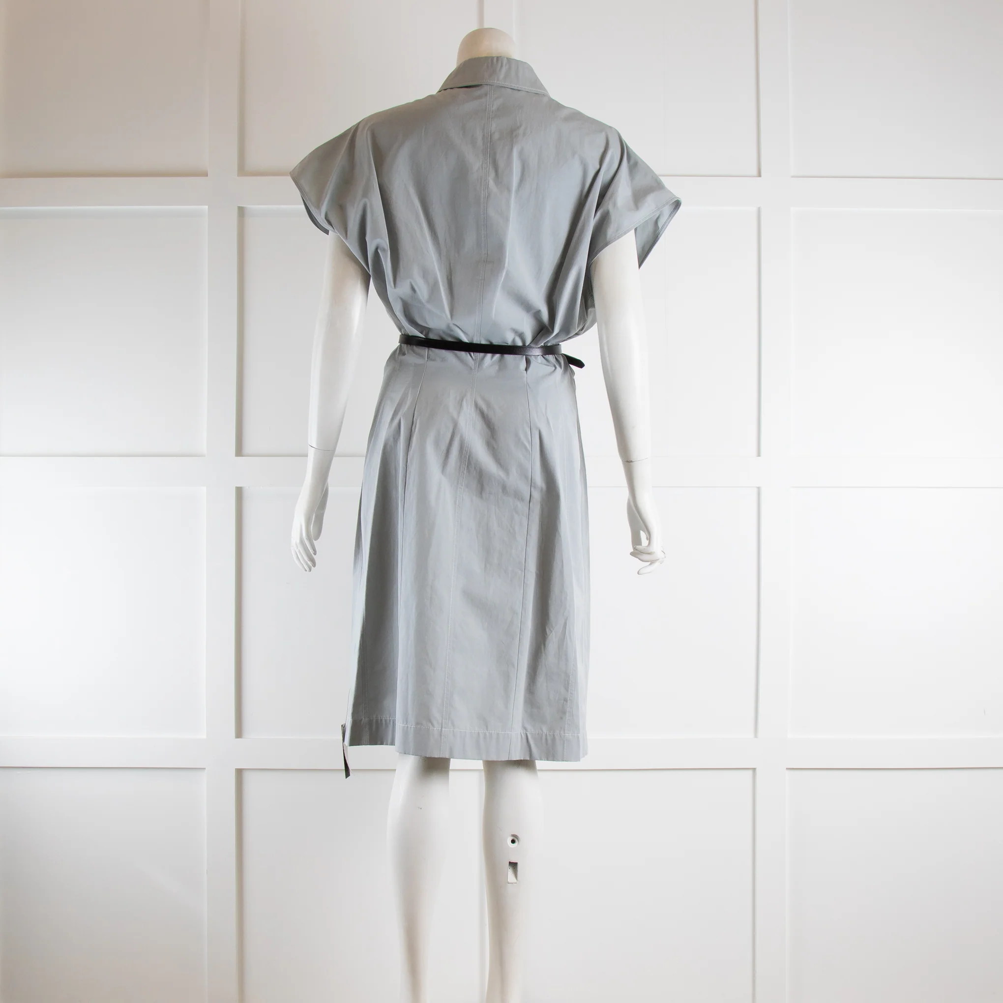Gauchere Paris Pale Blue Sleeveless Shirt Dress with Belt - Image 3