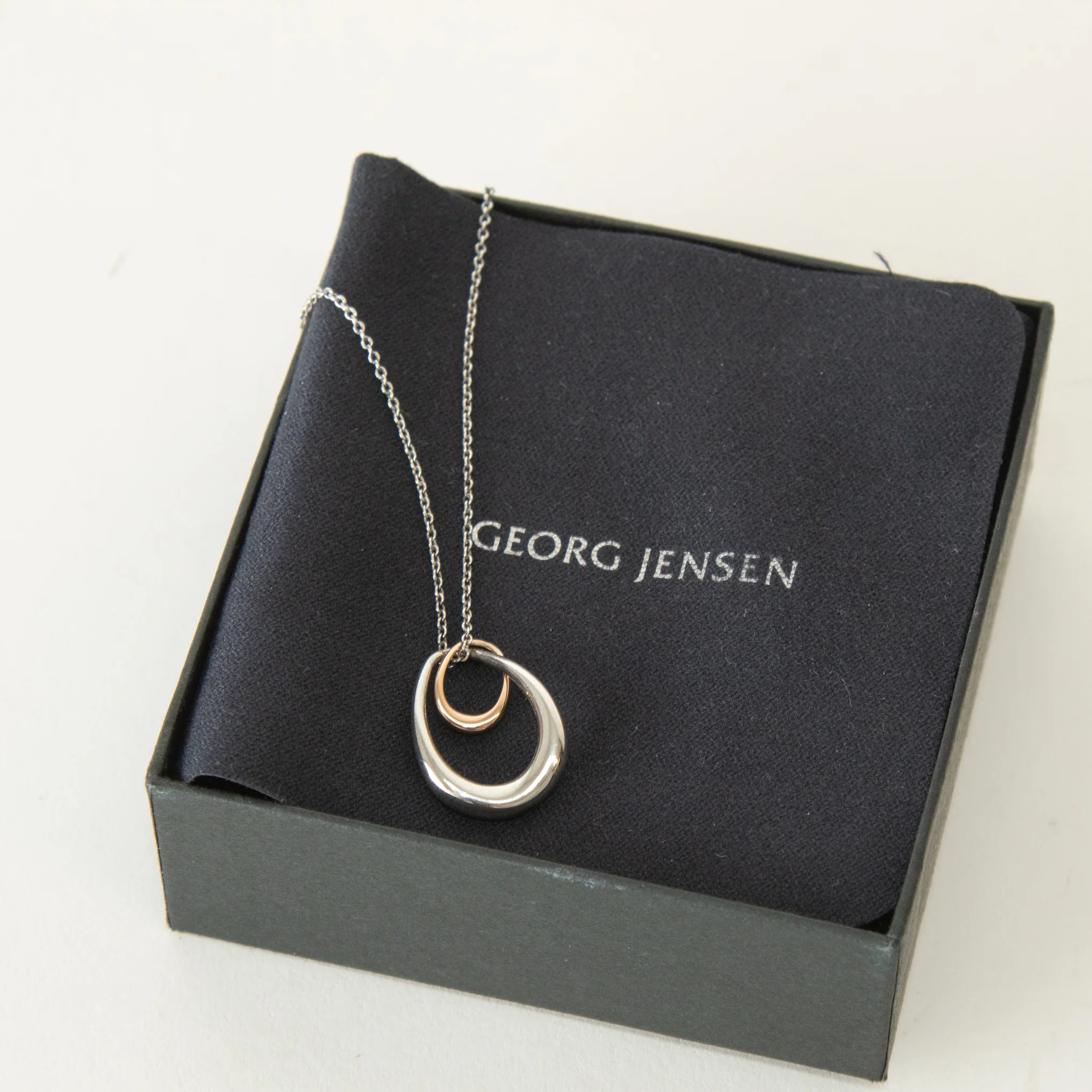 Georg Jensen Sterling Silver 18ct Rose Gold Off Spring Necklace With Pendant